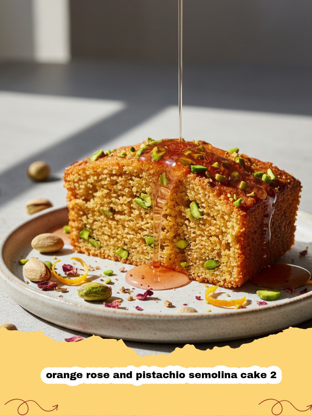 The Most Exquisite Orange Rose and Pistachio Semolina Cake 2