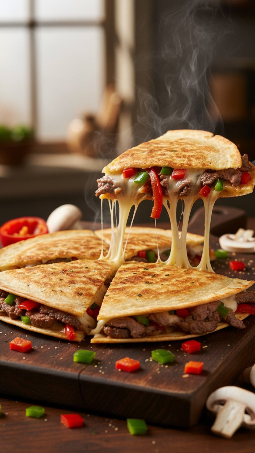 Philly Cheesesteak Quesadilla Preparation