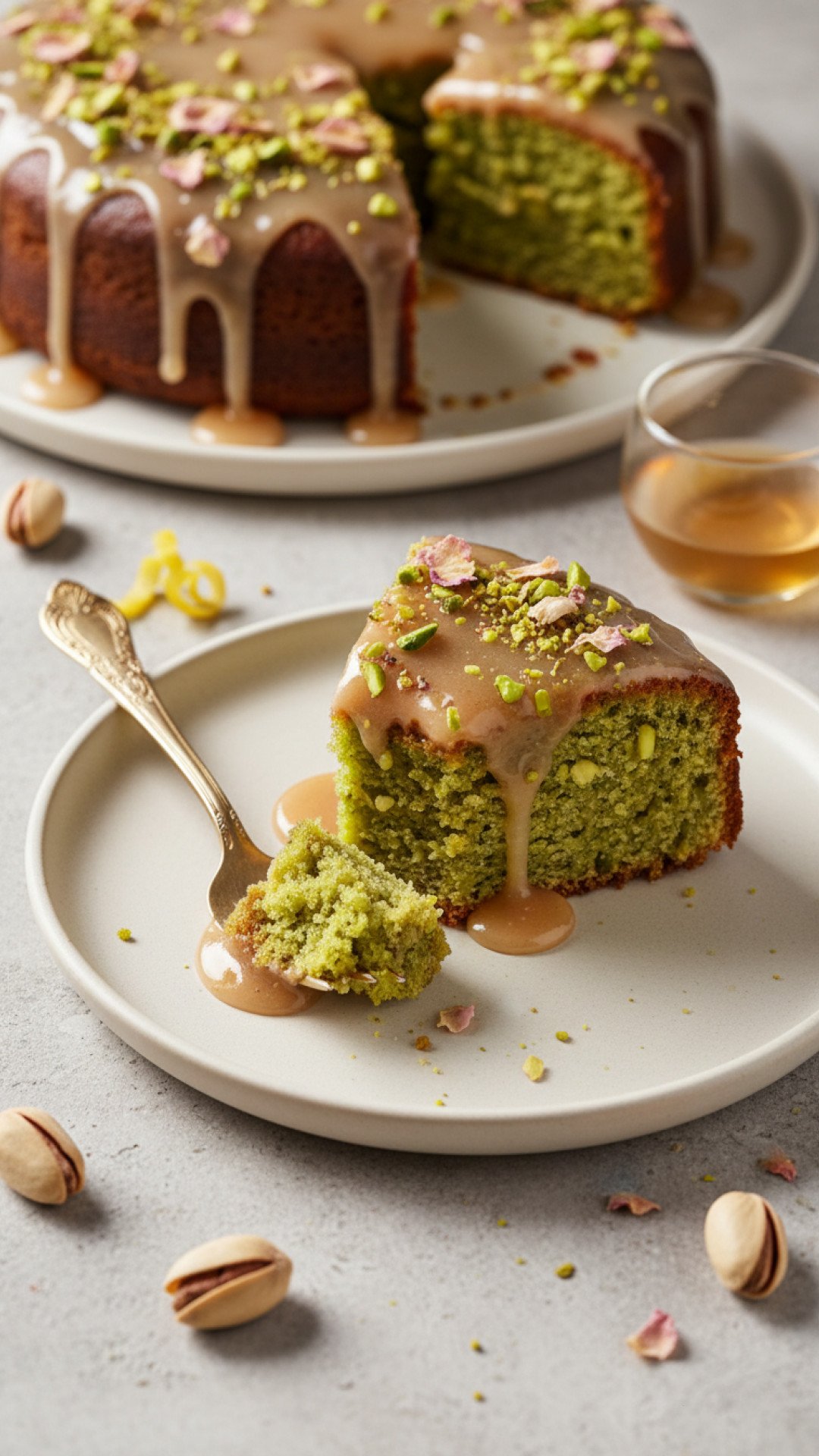 Pistachio and Rosewater Syrup Cake Preparation