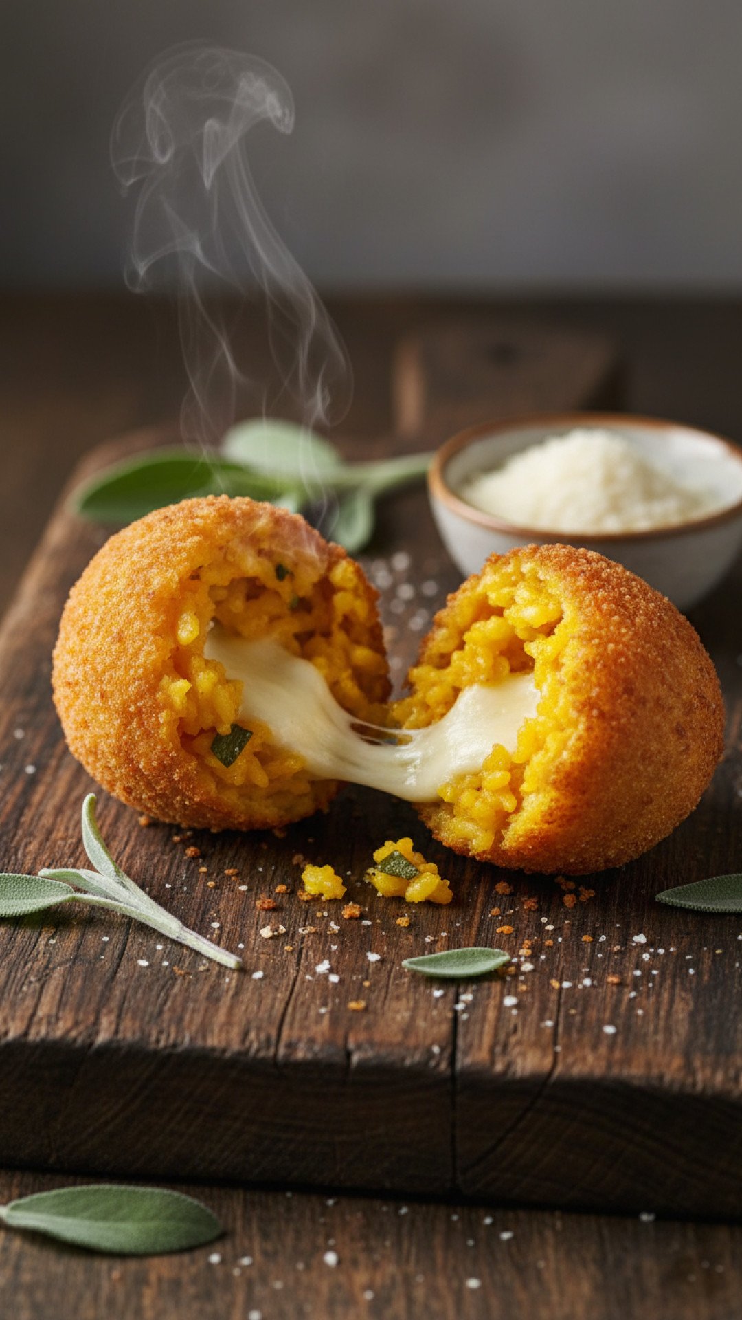 Pumpkin and Sage Risotto Balls Arancini Preparation