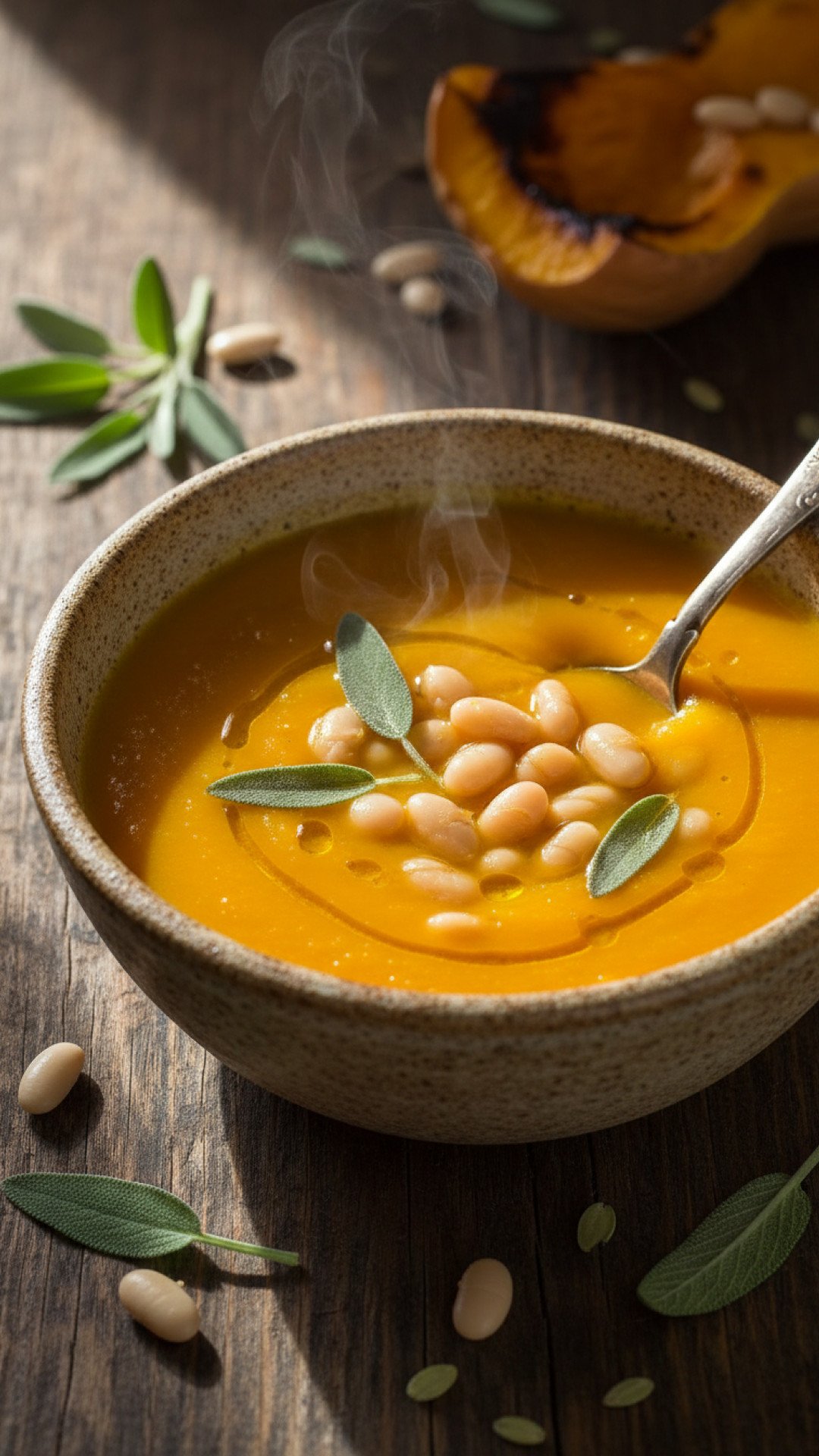 Pumpkin and White Bean Soup with Sage Preparation