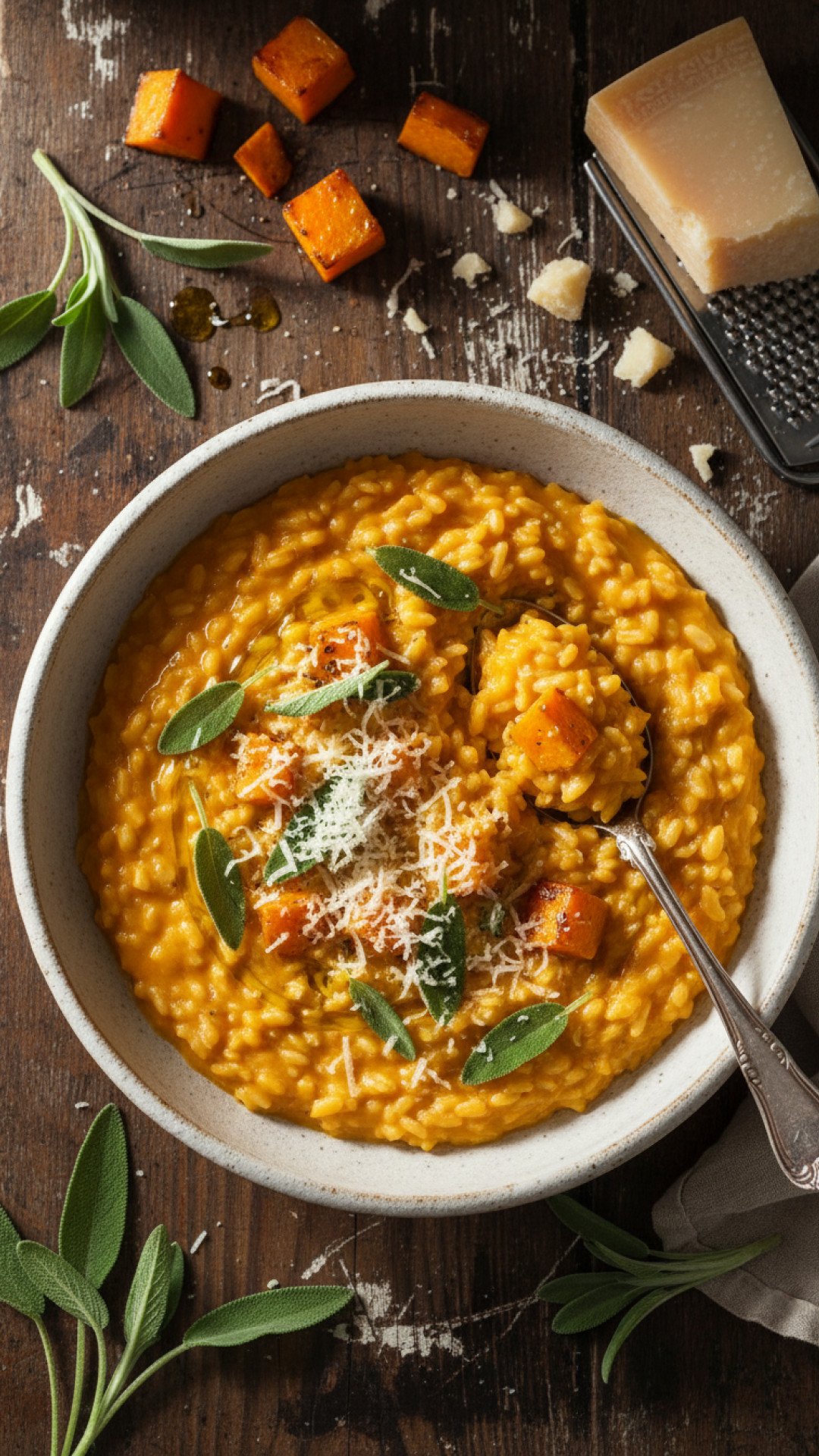 Pumpkin Sage Risotto Preparation