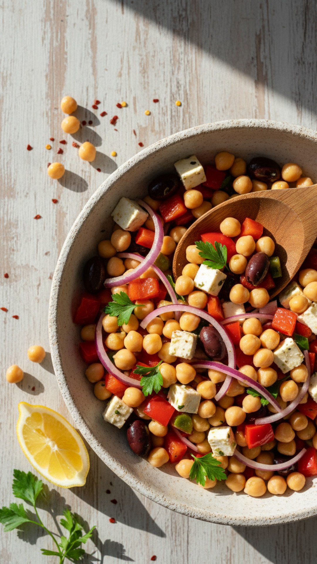 Refreshing Mediterranean Chick Peas Salad Preparation