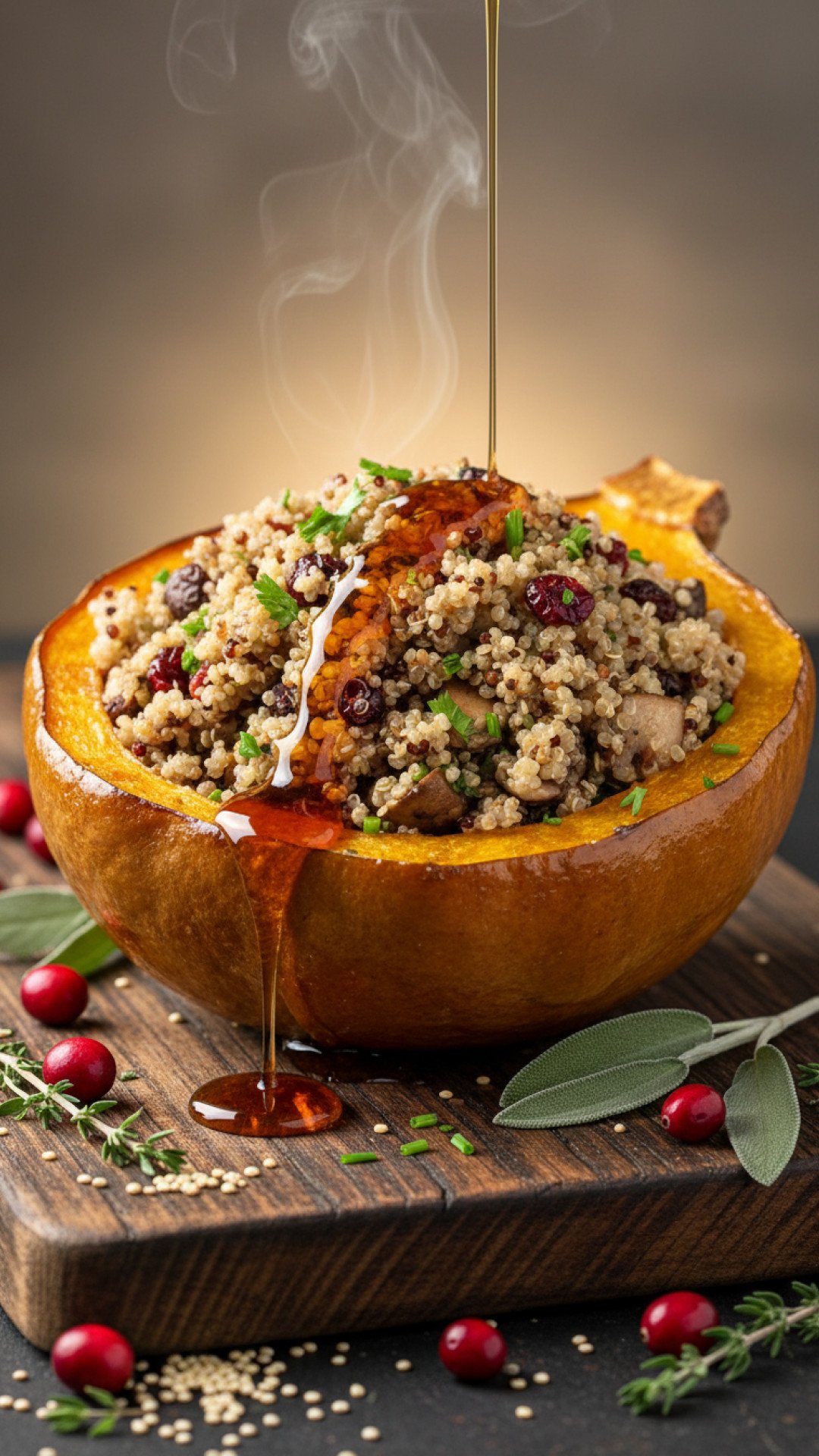 Roasted Acorn Squash with Quinoa Stuffing Preparation