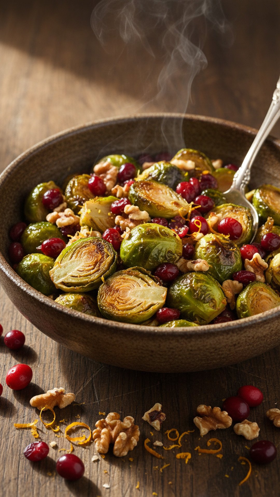 Roasted Brussels Sprouts with Cranberries and Walnuts Preparation