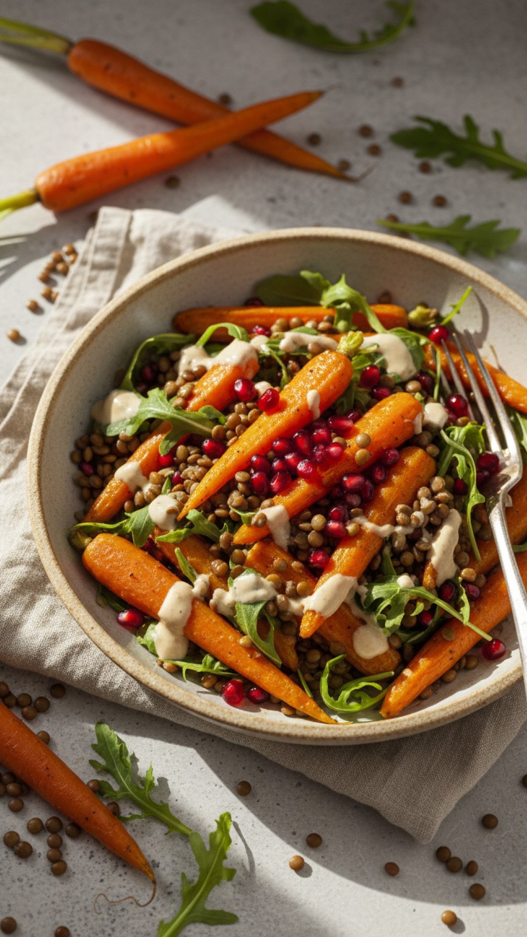 Roasted Carrot and Lentil Salad Preparation