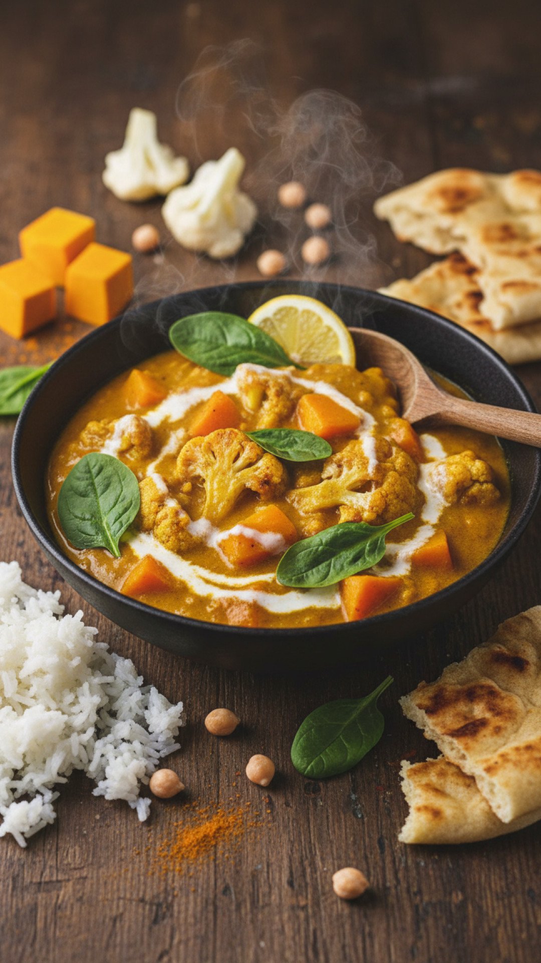 Roasted Cauliflower and Pumpkin Curry Preparation