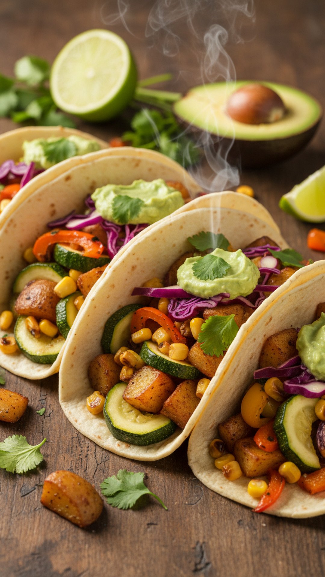 Roasted Root Veggie Tacos with Avocado Preparation