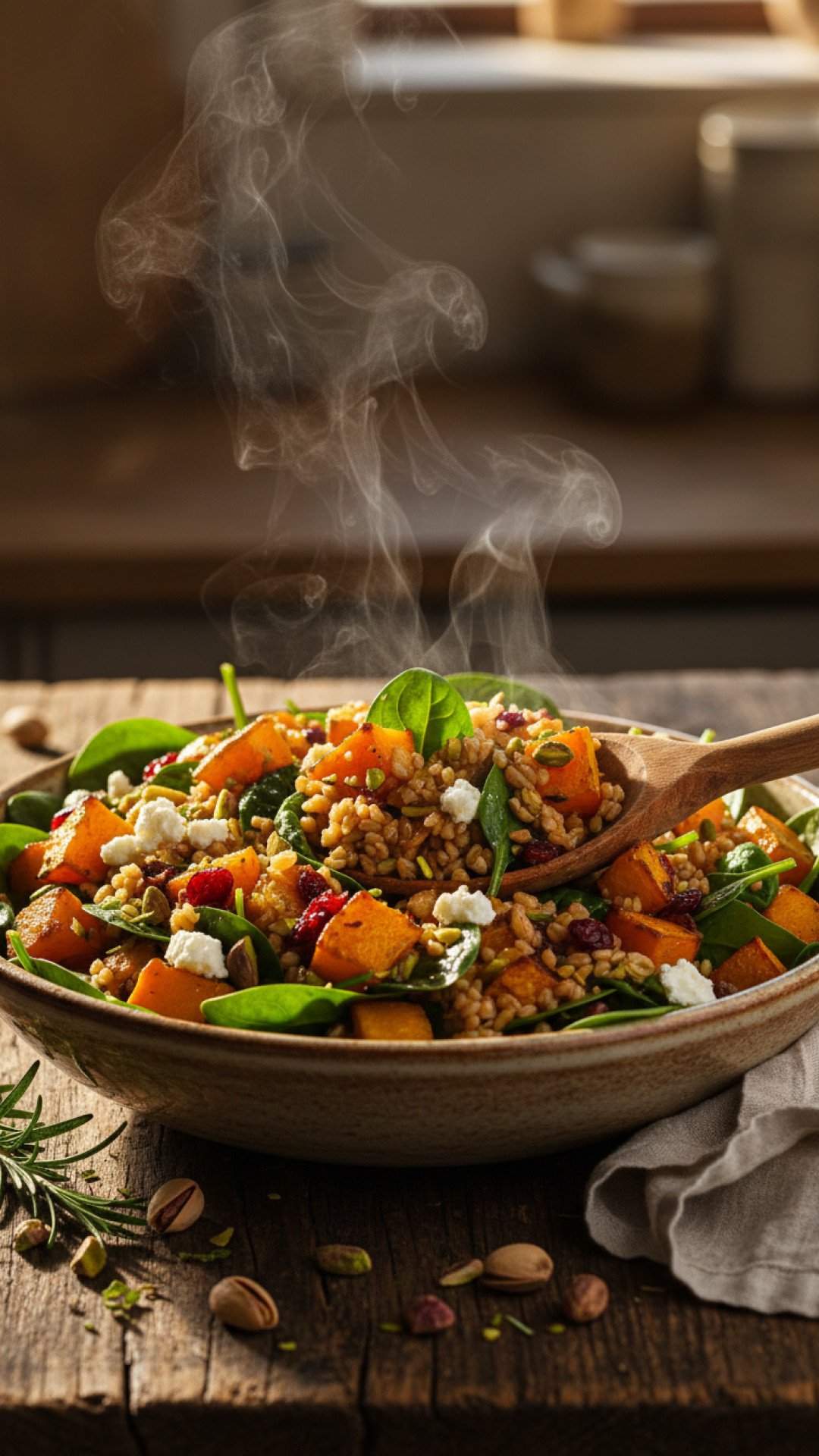 Roasted Vegetable and Farro Salad Preparation