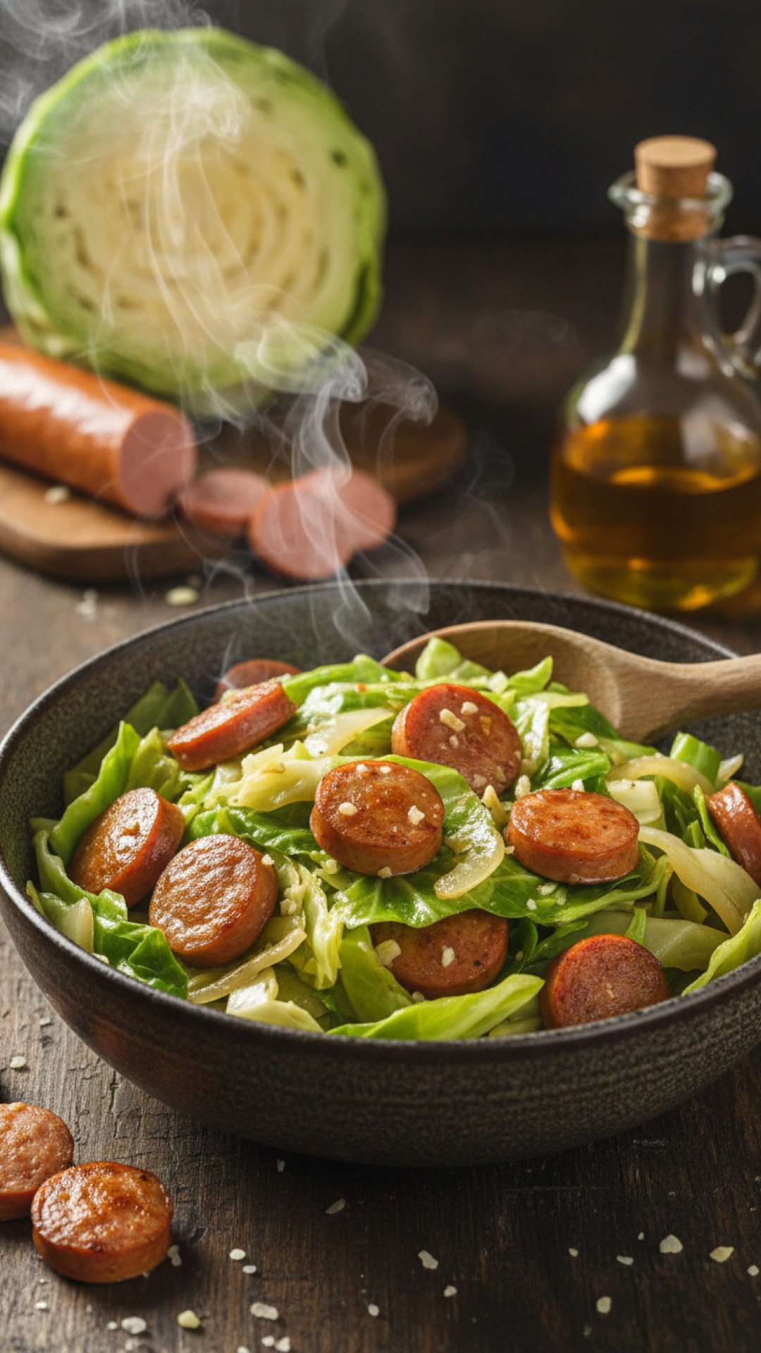 Sausage and Cabbage Stir Fry Preparation