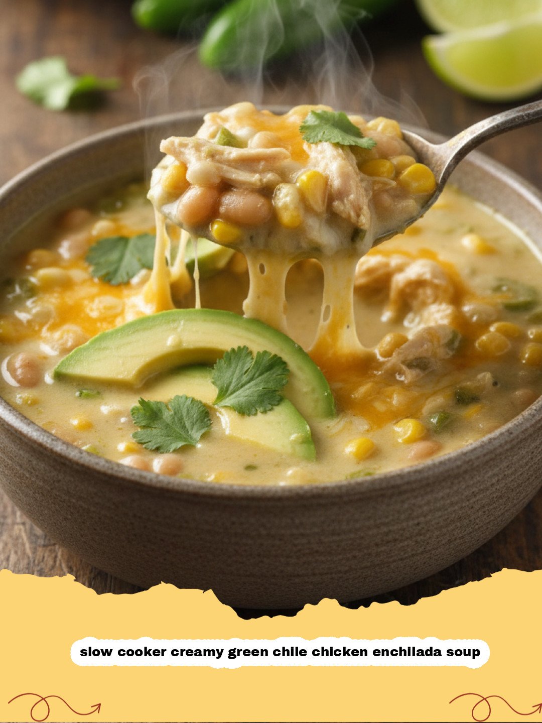 The Best Slow Cooker Creamy Green Chile Chicken Enchilada Soup