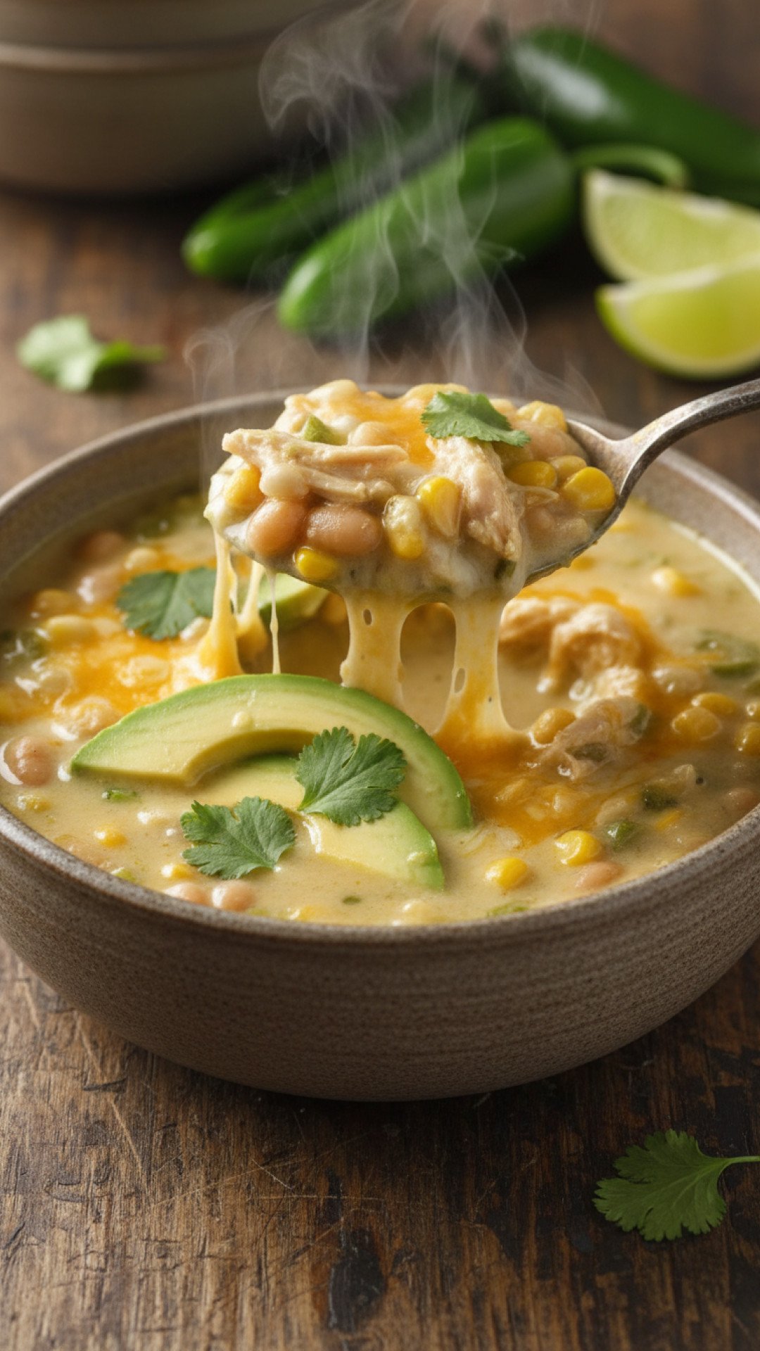 Slow Cooker Creamy Green Chile Chicken Enchilada Soup Preparation