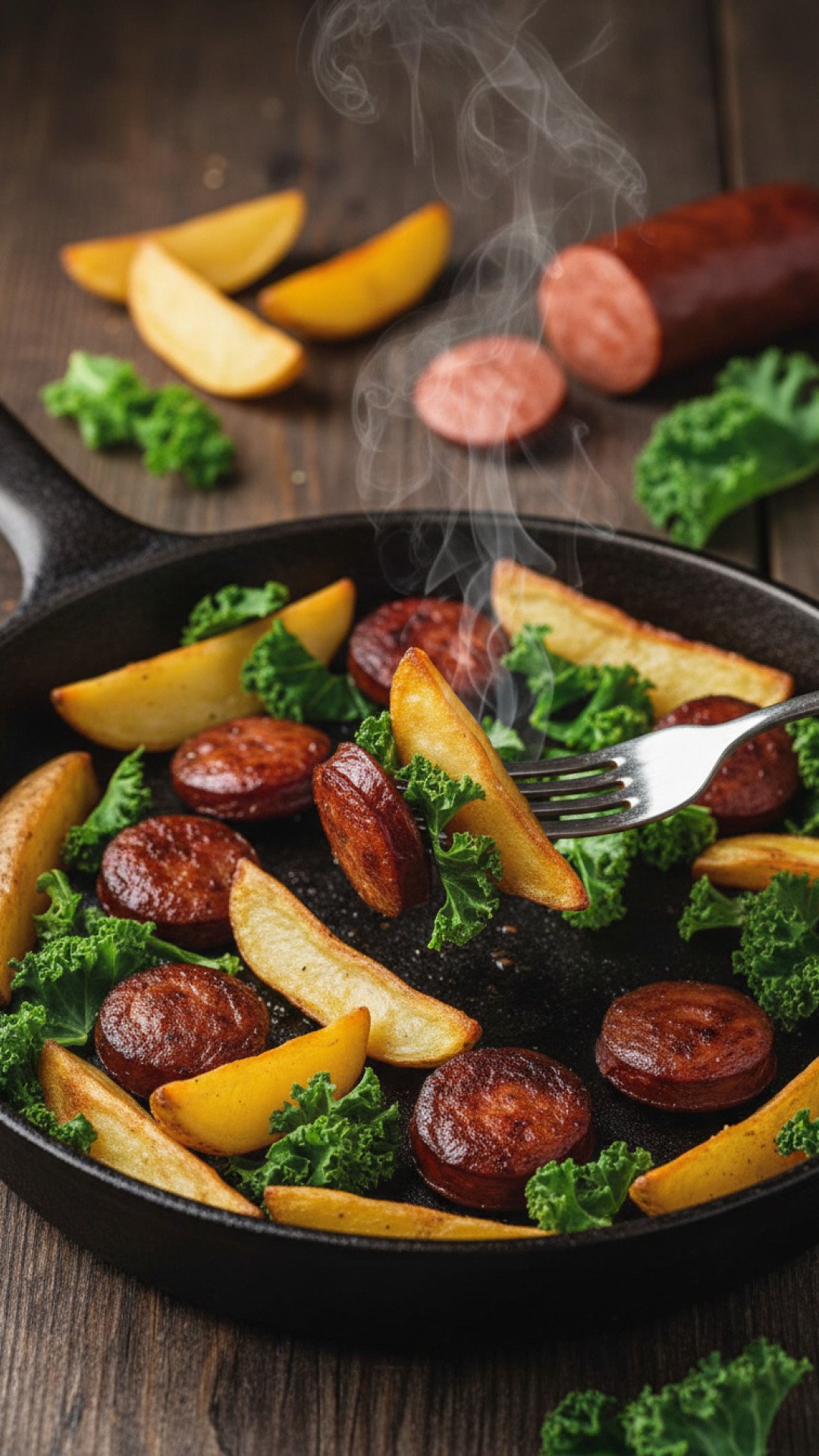 Smoked Sausage and Potatoes Skillet Preparation