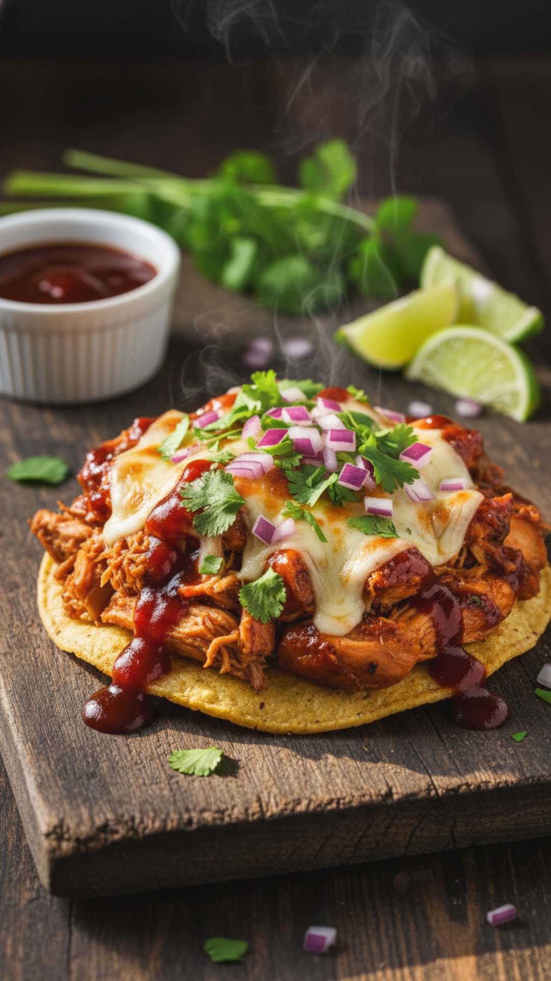 Smoky BBQ Chicken Tostadas Preparation