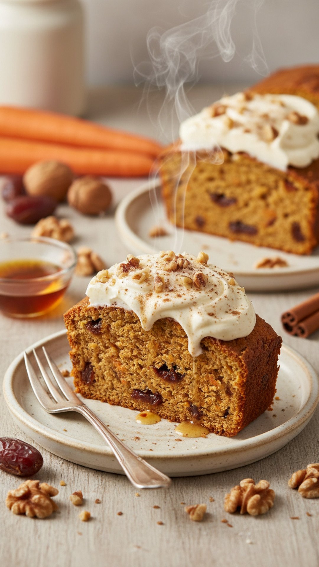 Spiced Carrot Date Loaf with Maple Cream Preparation