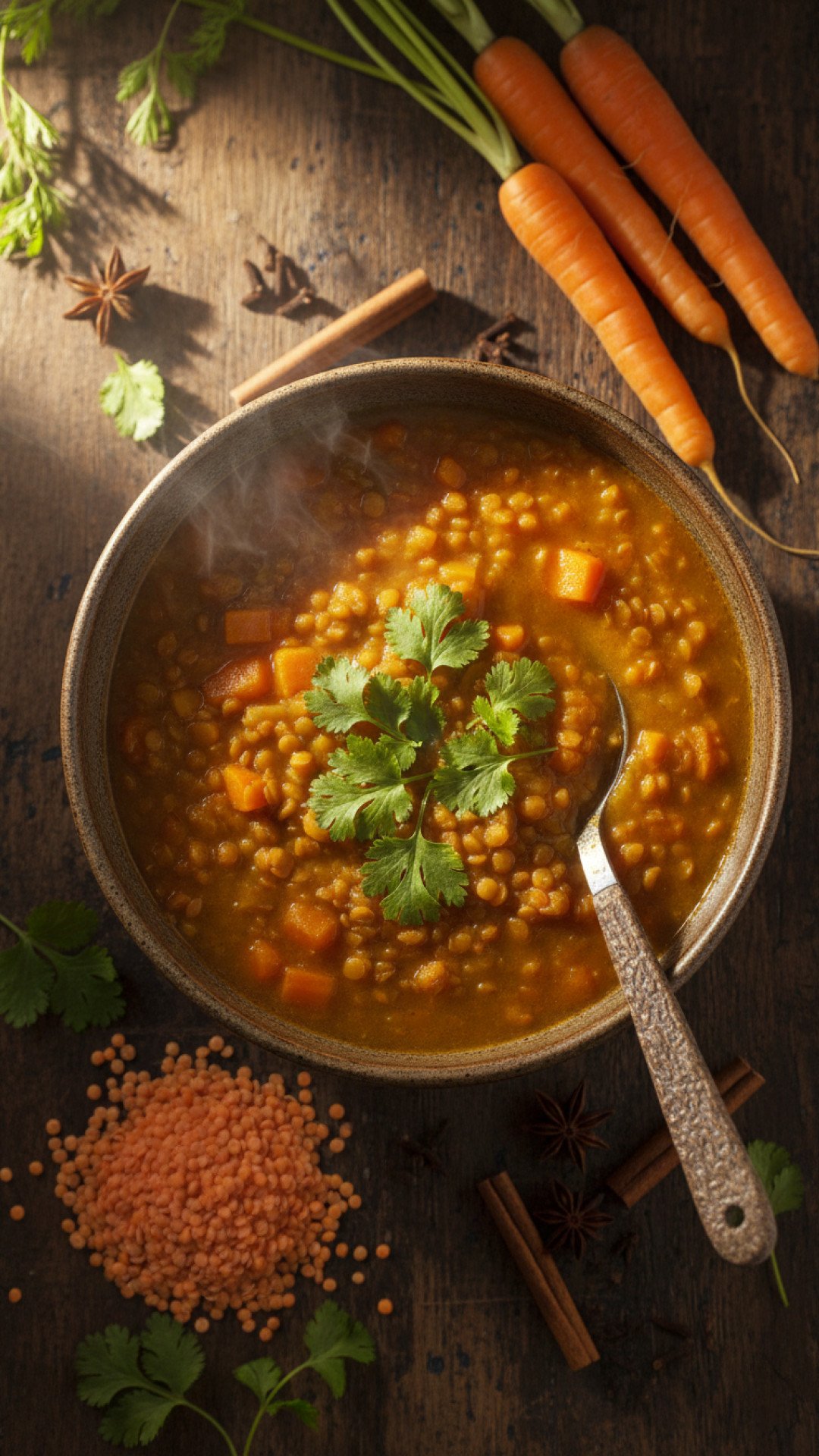 Spiced Golden Carrot and Lentil Soup Preparation