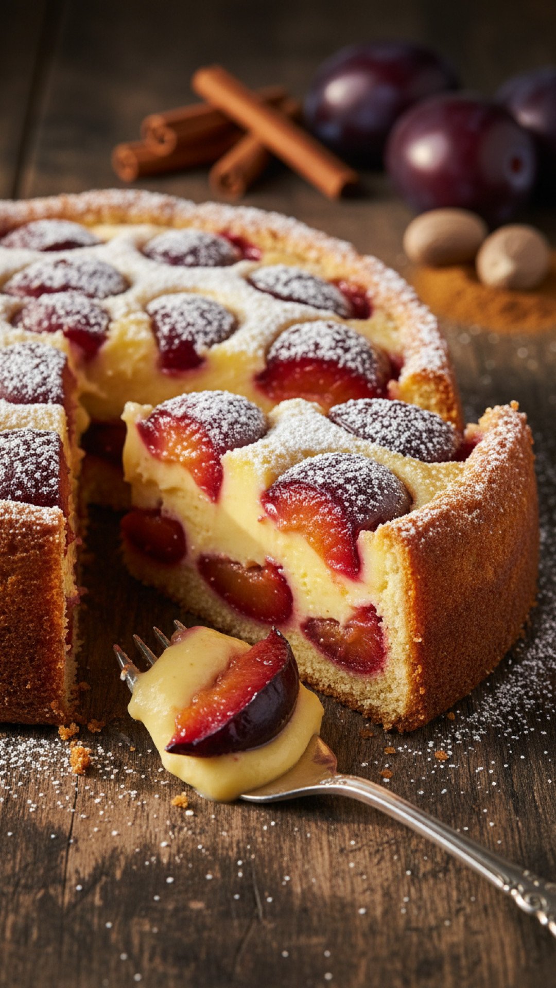 Spiced Plum Custard Cake Preparation