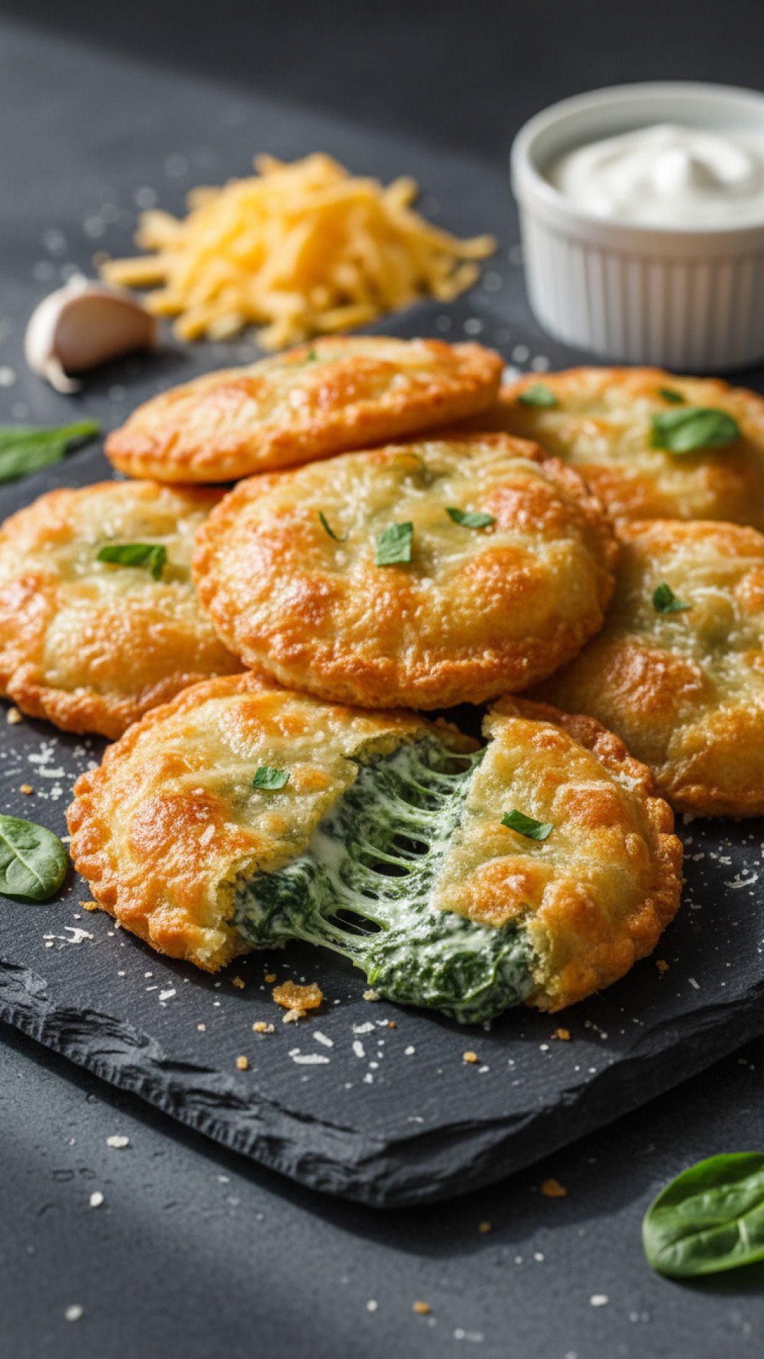 Spinach Dip Cheese Crisps Preparation