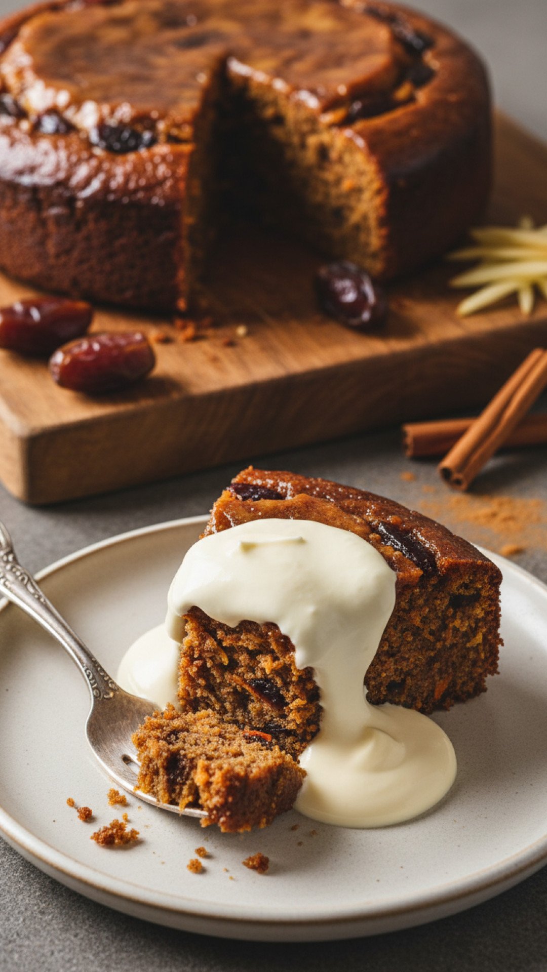 Sticky Apple Carrot Date Cake with Vanilla Cream Preparation