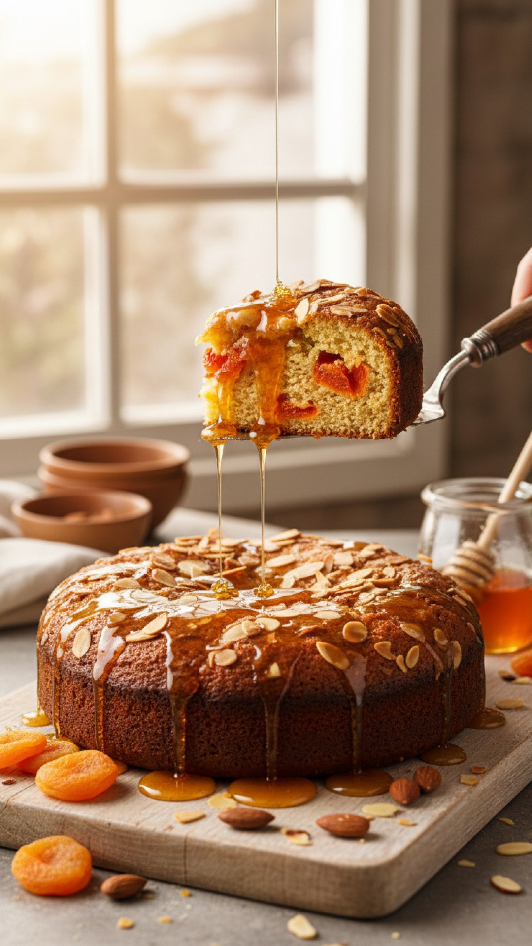 Sticky Apricot Almond Cake with Honey Drizzle Preparation