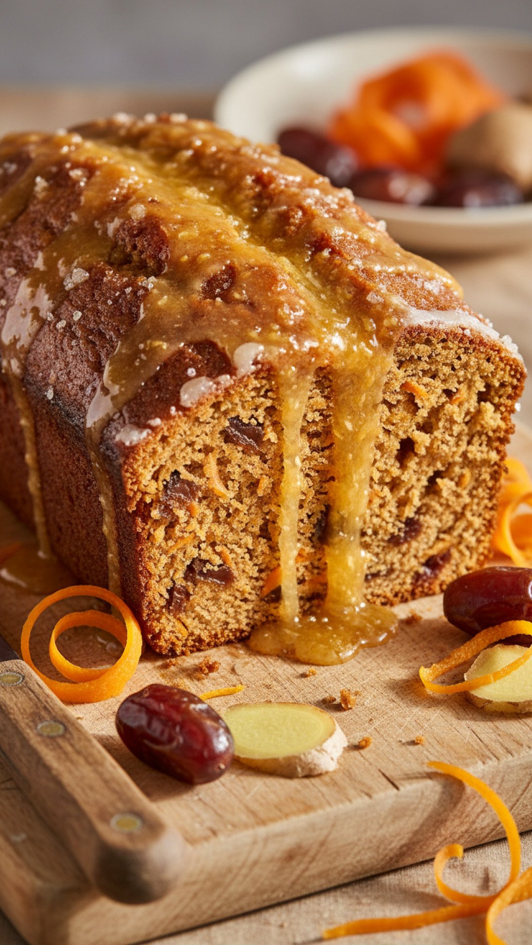 Sticky Carrot Ginger Date Loaf with Citrus Glaze Preparation