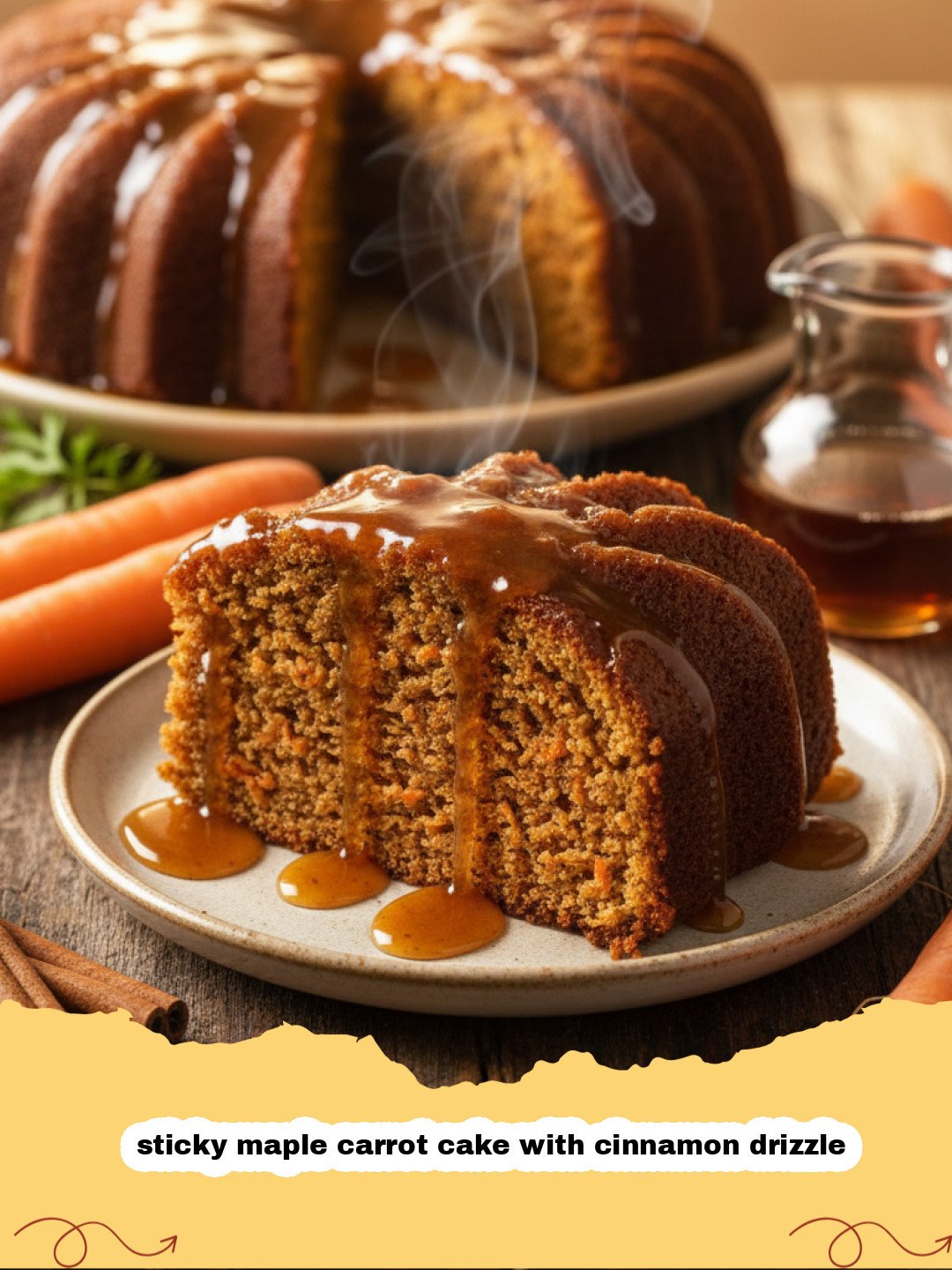 The Best Homemade Sticky Maple Carrot Cake with Cinnamon Drizzle