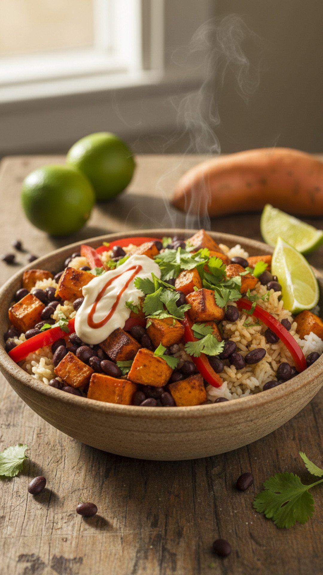 Sweet Potato and Black Bean Burrito Bowls Preparation