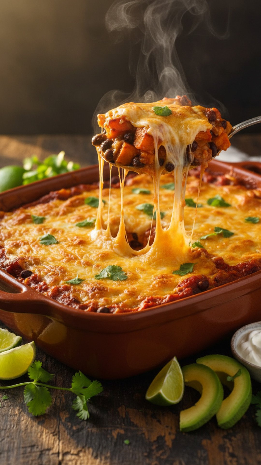 Sweet Potato and Black Bean Enchilada Casserole Preparation