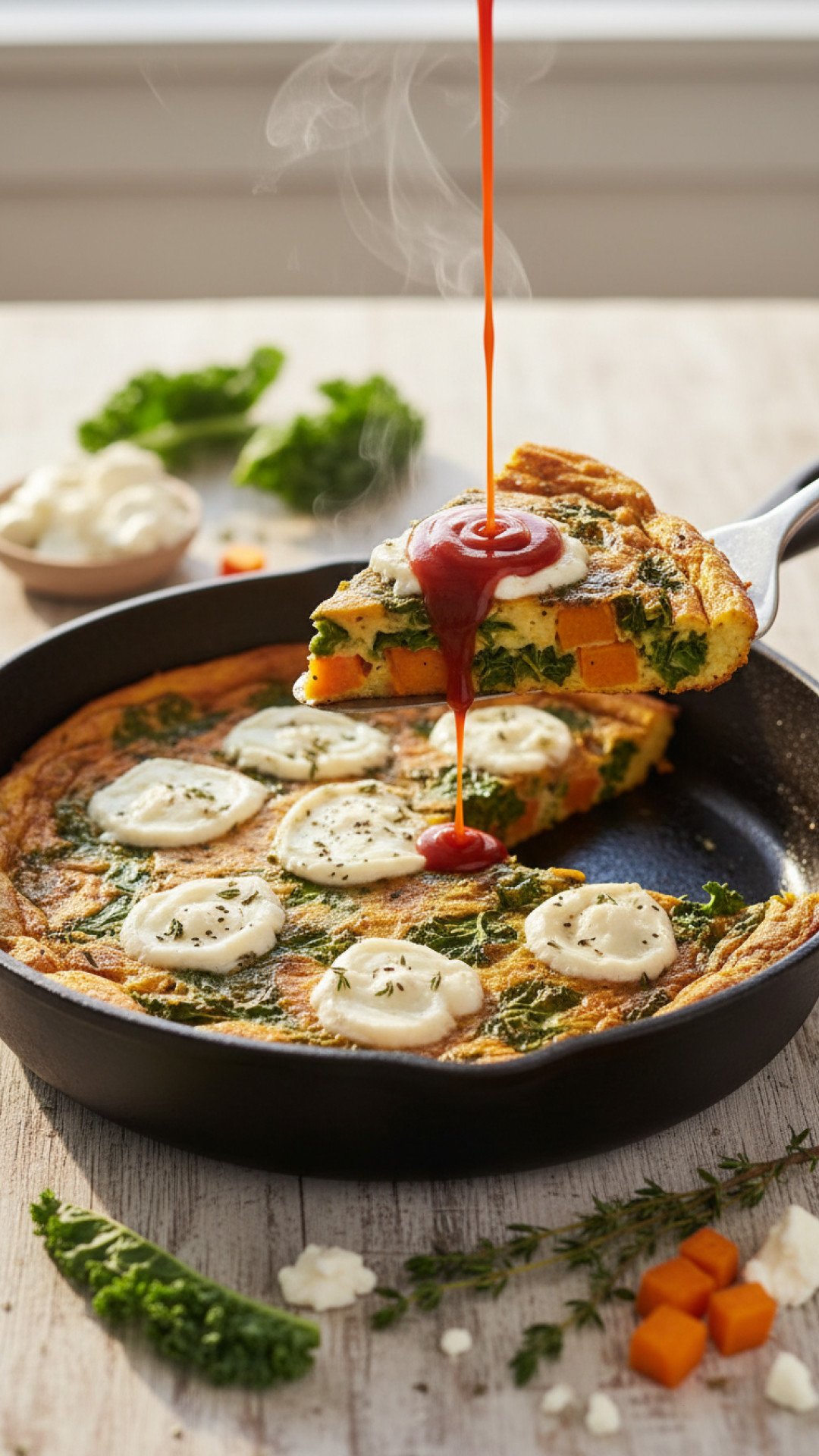 Sweet Potato and Kale Frittata Preparation
