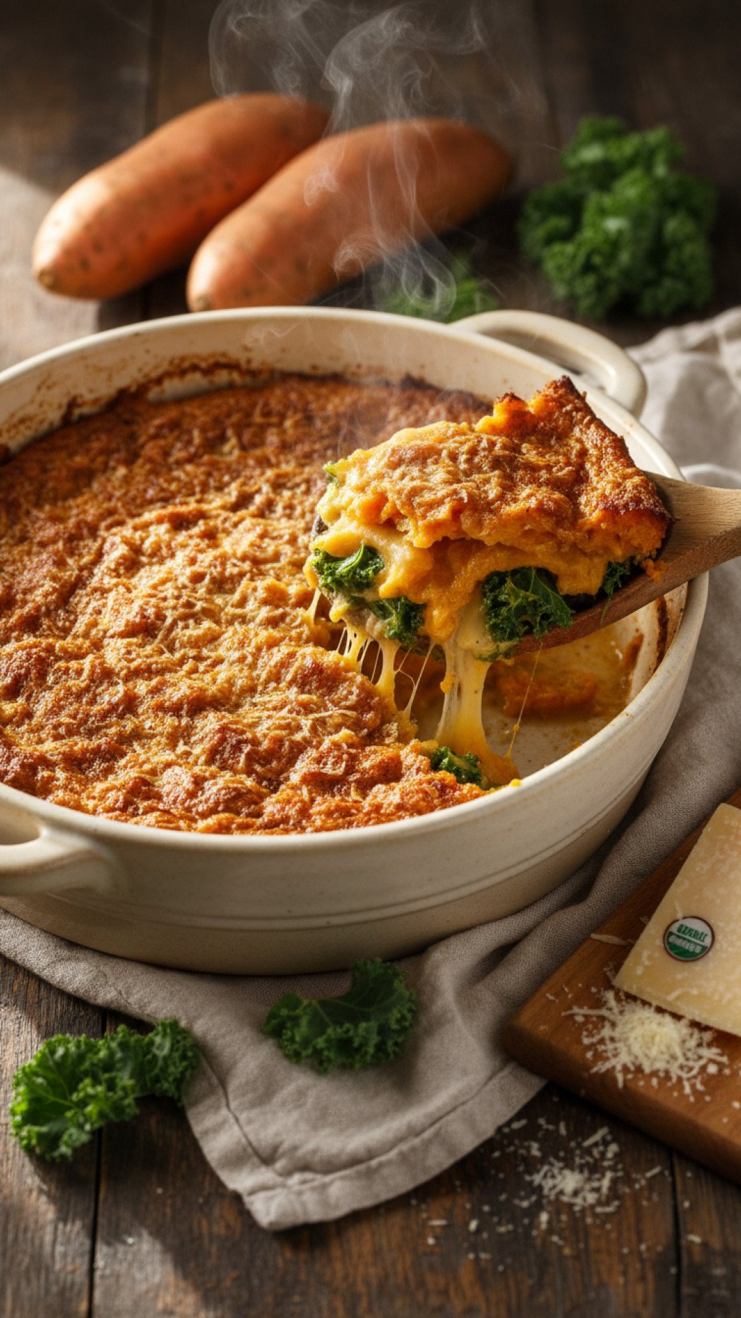 Sweet Potato and Kale Gratin Preparation