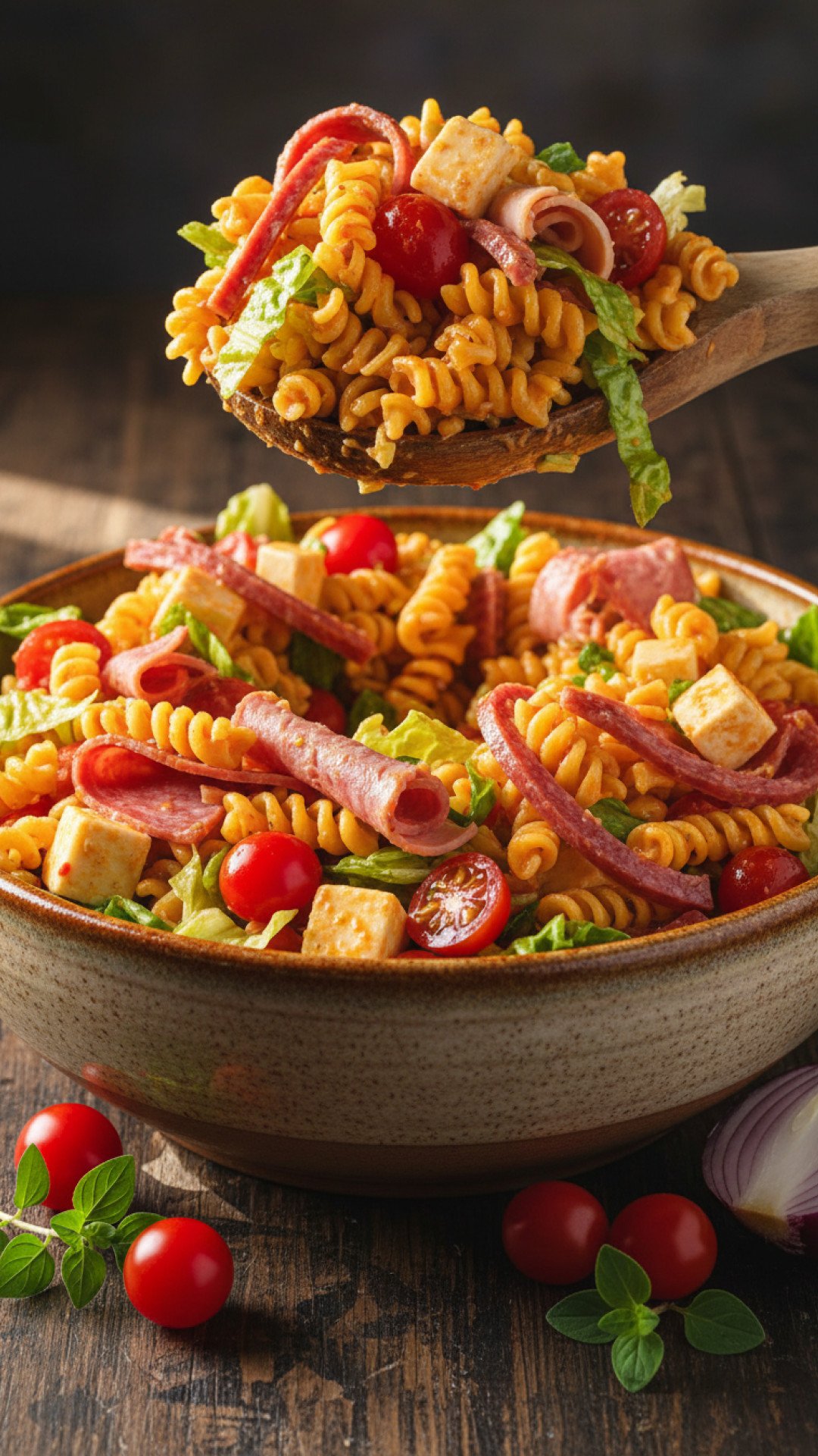 The Ultimate Grinder Pasta Salad Preparation