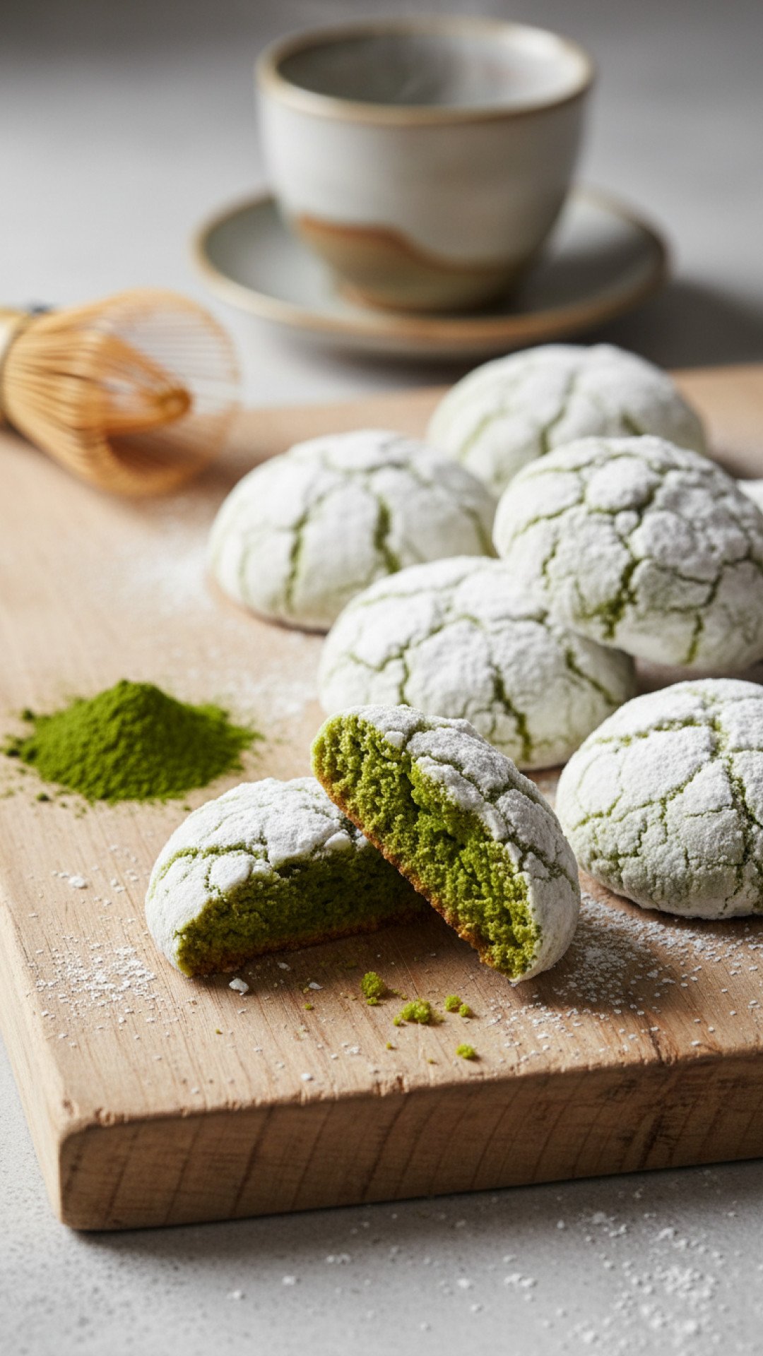 The Ultimate Matcha Crinkle Cookie Preparation