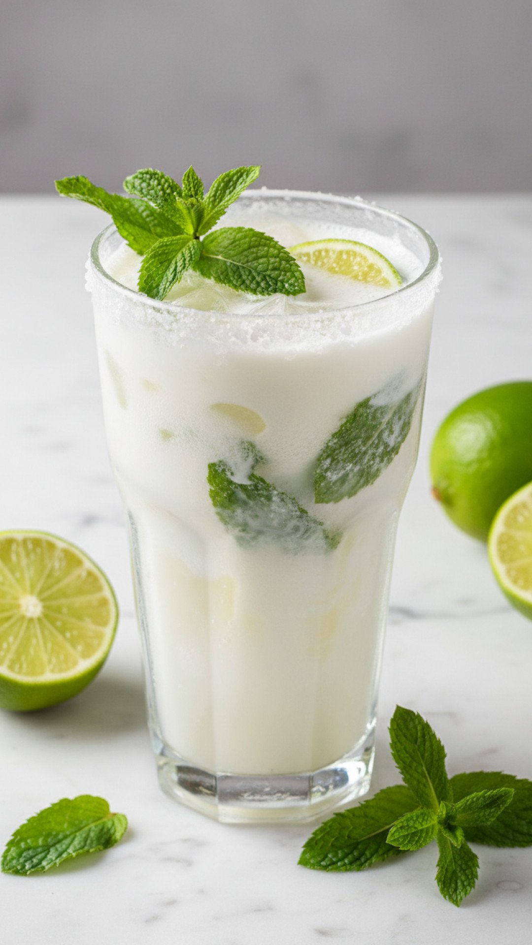 Tropical Coconut Mojito Mocktail Preparation