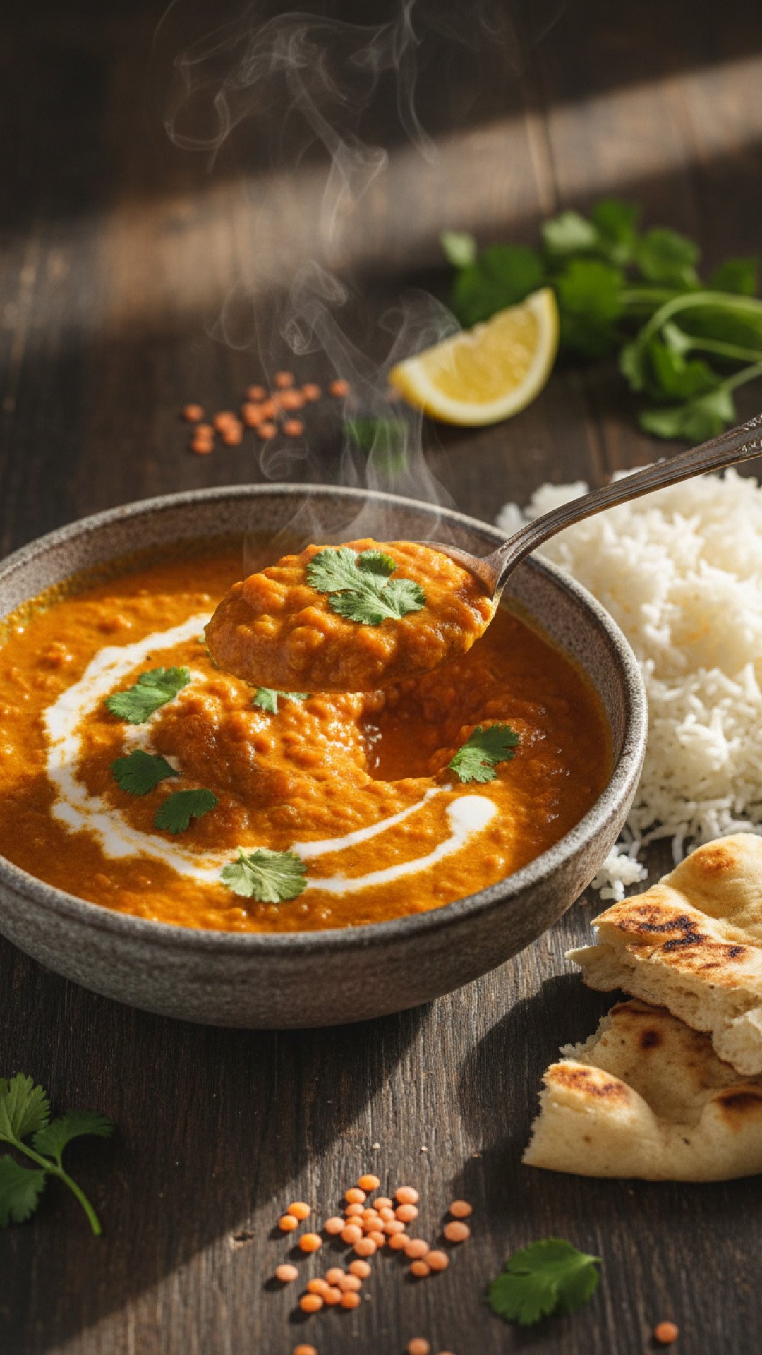 Vegan Red Lentil Curry (Dal) Preparation