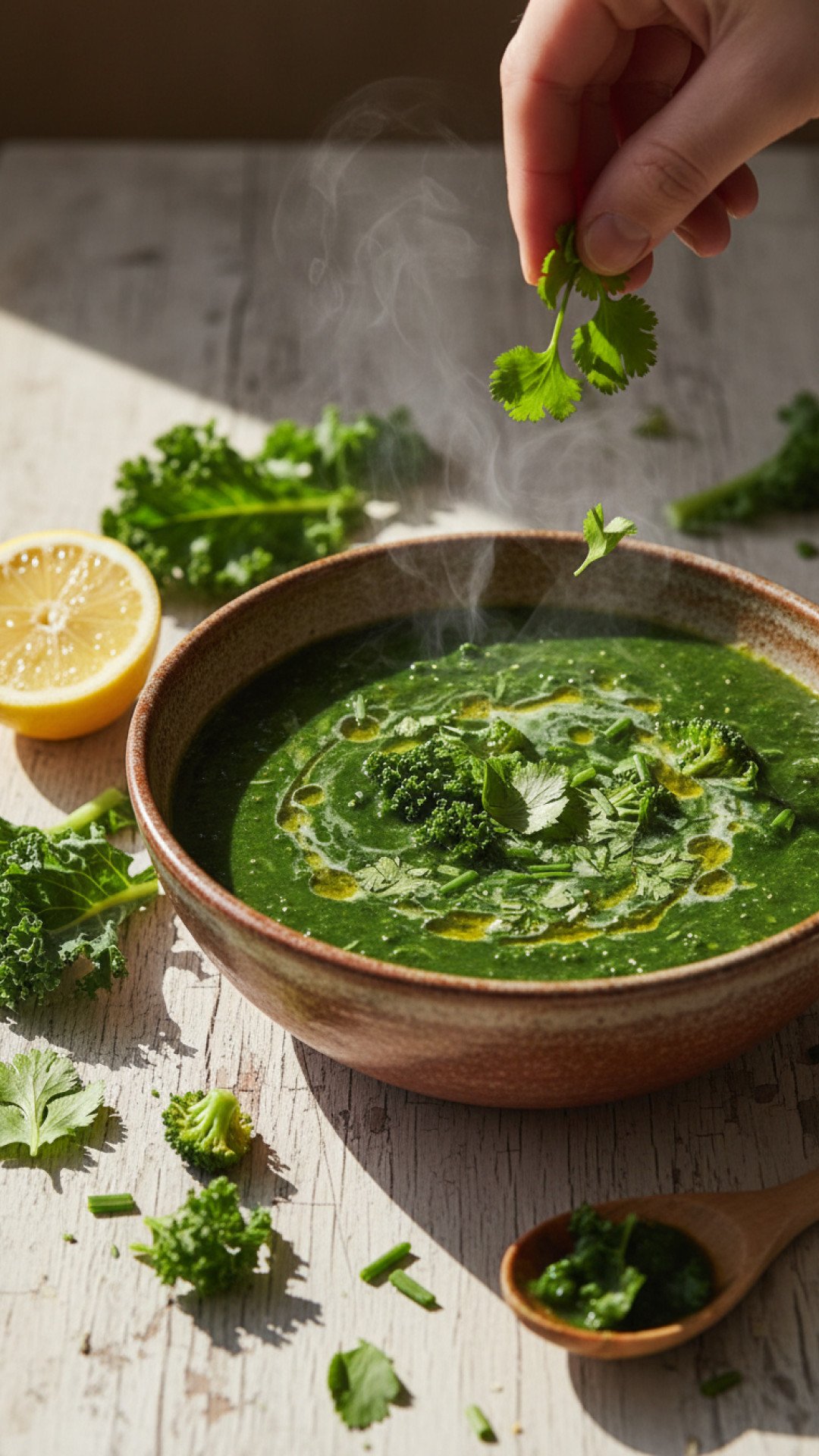 Vibrant Green Detox Soup Preparation