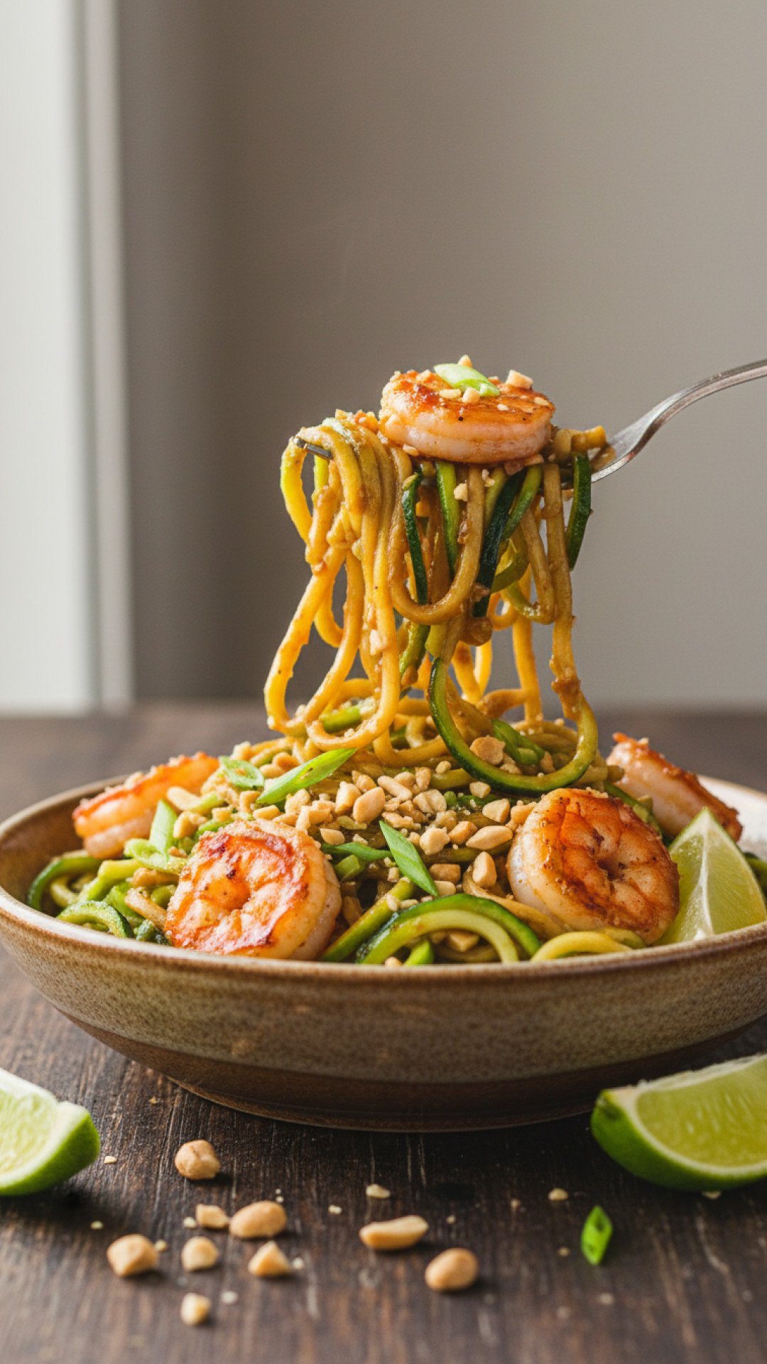 Zucchini Noodle Pad Thai with Shrimp Preparation