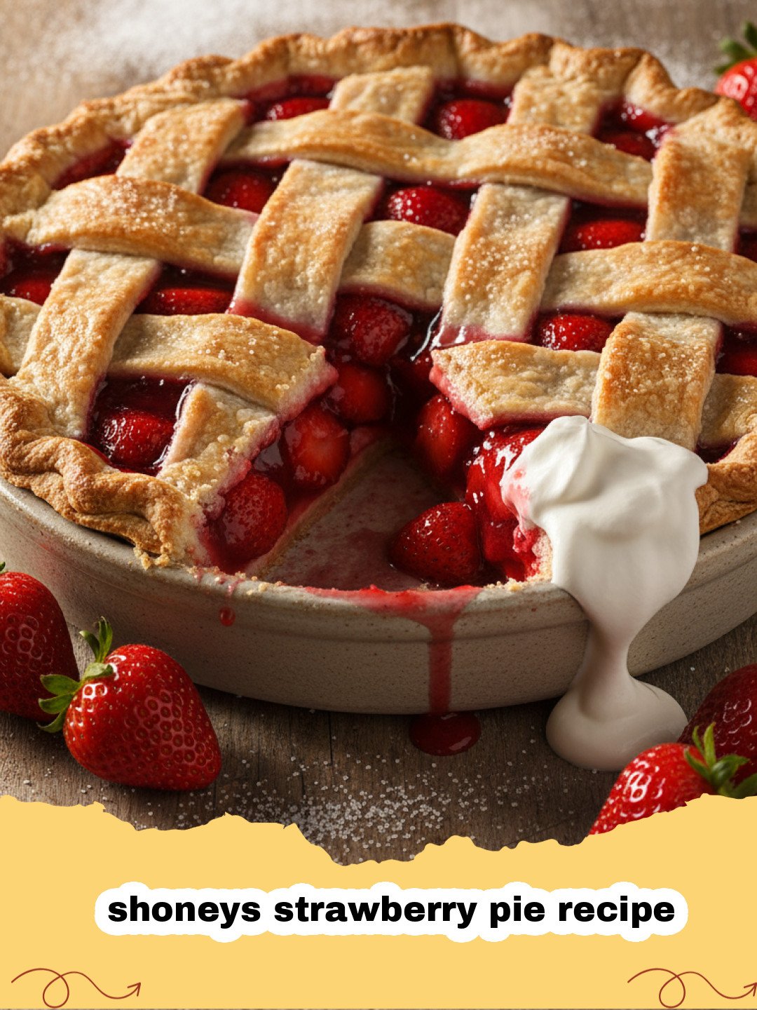 shoneys strawberry pie recipe - A glistening Shoney's strawberry pie with whole berries and red glaze in a flaky crust.
