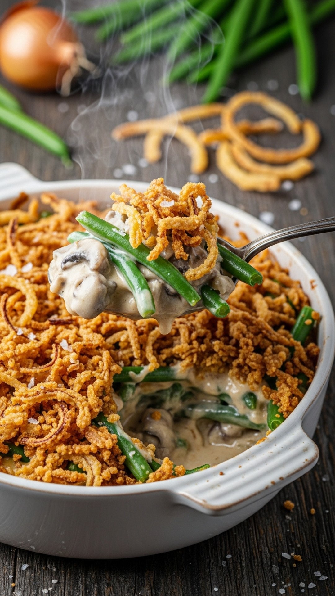 Classic Homemade Green Bean Casserole Preparation