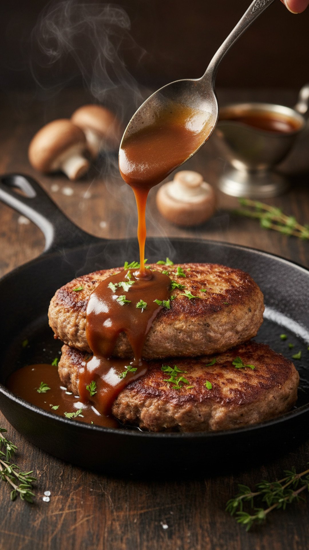 Classic Homestyle Salisbury Steak with Mushroom Gravy Preparation