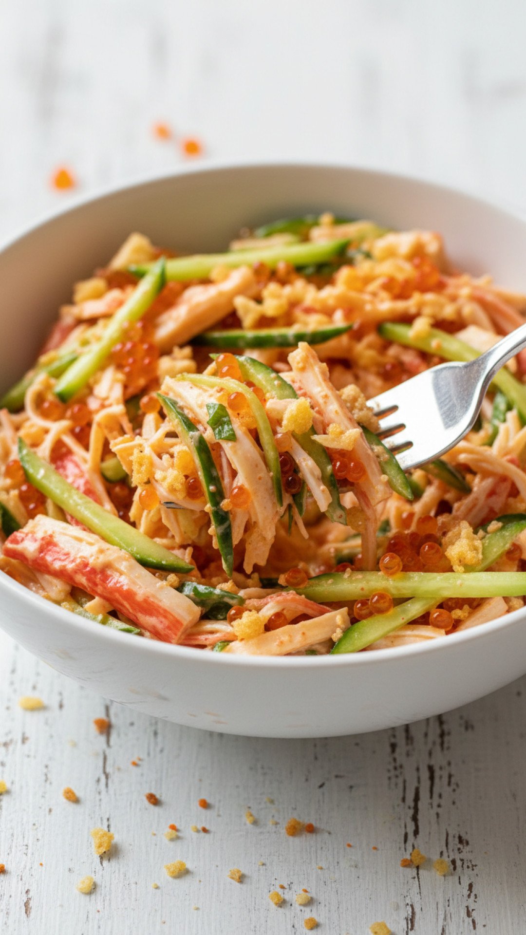 Classic Kani Salad with Creamy Spicy Dressing Preparation