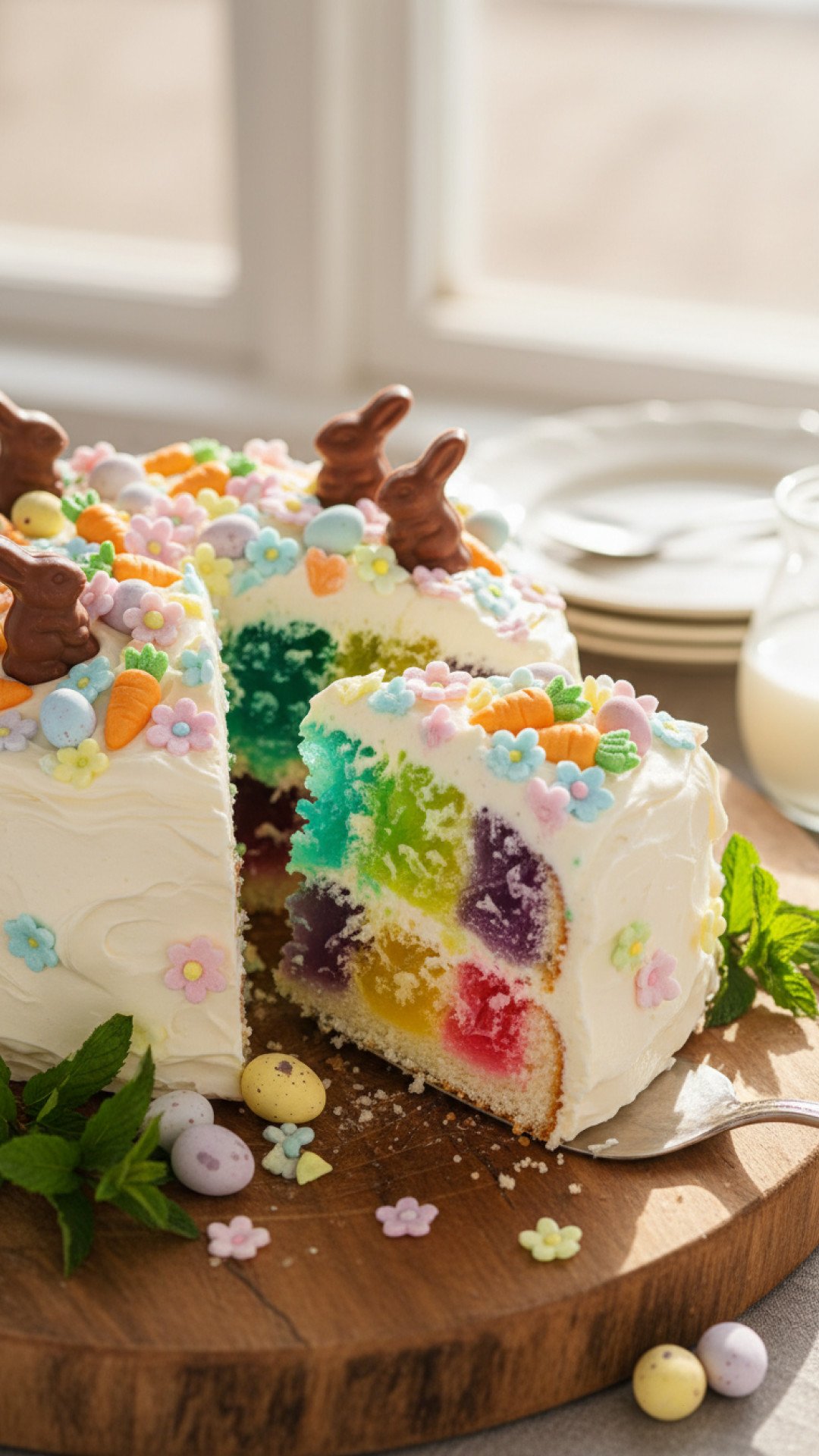 Colorful Easter Poke Cake Preparation