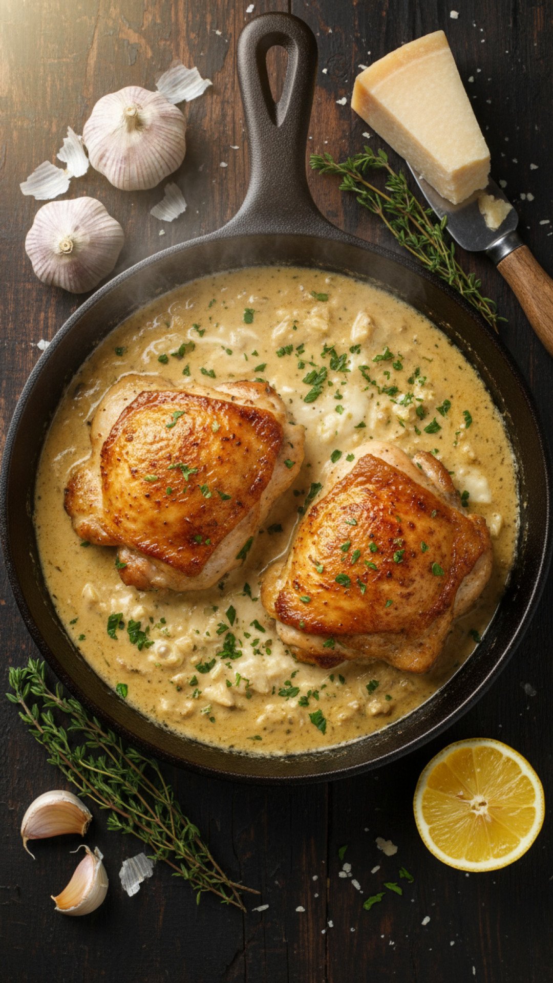 Creamy Garlic Parmesan Chicken Thighs Preparation