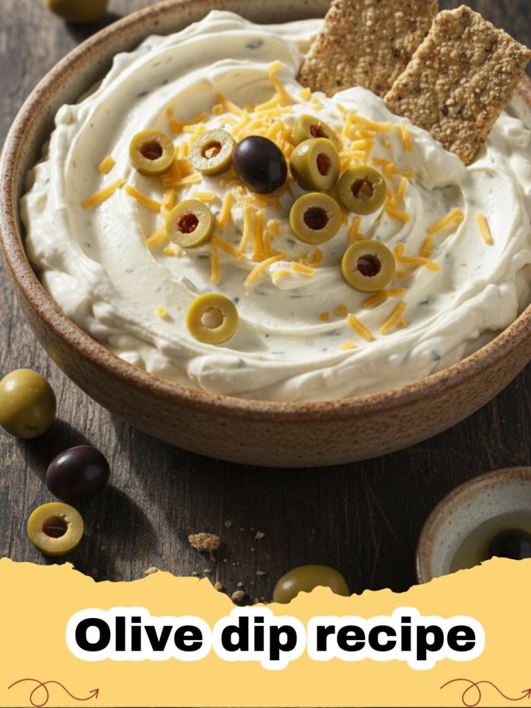 Olive dip recipe - A bowl of creamy olive dip garnished with parsley and lemon zest surrounded by pita chips.