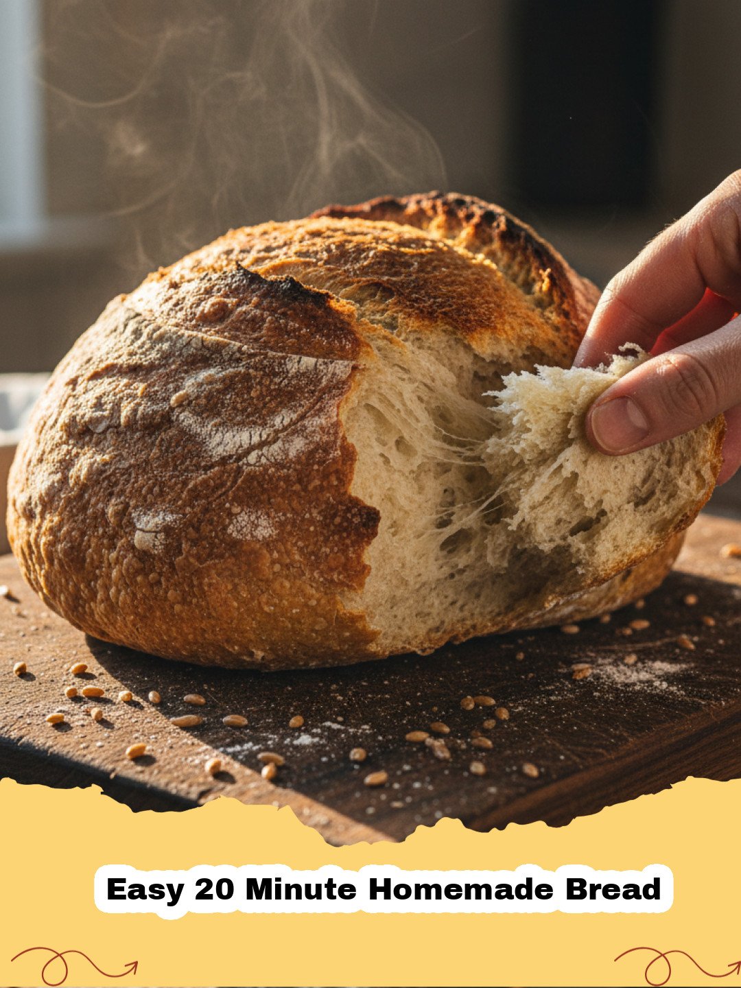 Freshly baked golden brown Easy 20 Minute Homemade Bread on a cooling rack, ready to be sliced and enjoyed.