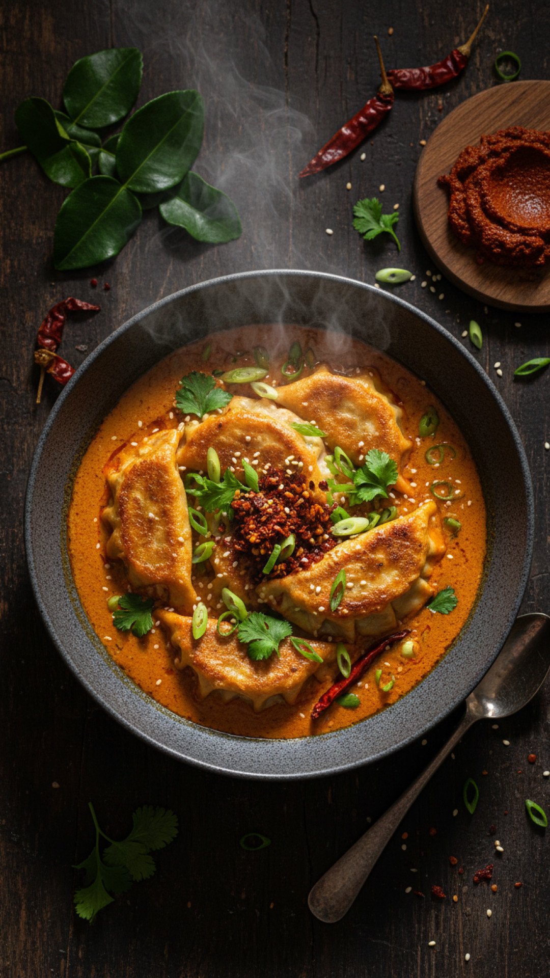 Easy Baked Potstickers with Thai Curry Sauce Preparation