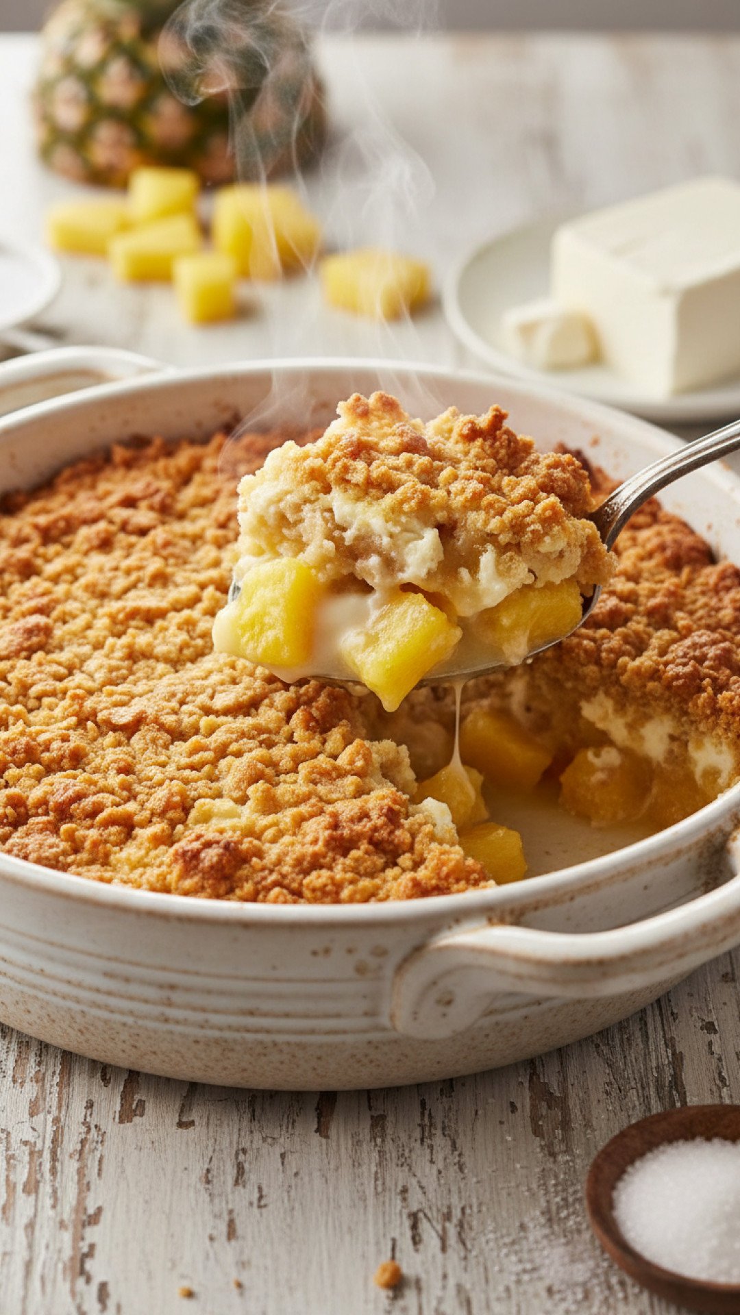 Easy Pineapple Cream Cheese Cobbler Preparation