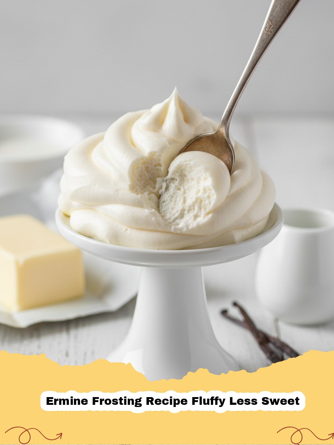 Ermine Frosting Recipe Fluffy Less Sweet - Ermine frosting piped onto a vibrant red velvet cupcake, showcasing its fluffy texture.