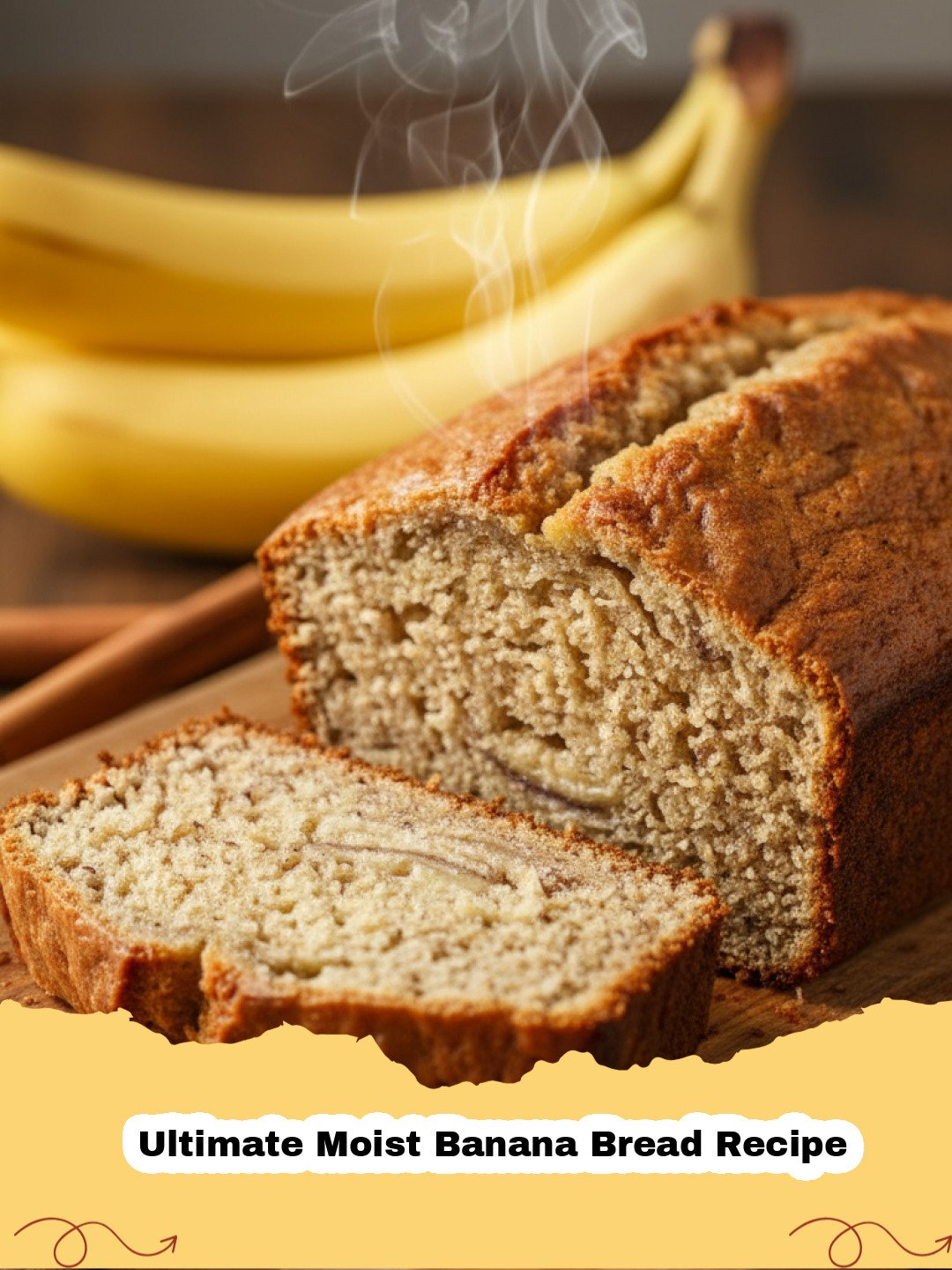 Ultimate Moist Banana Bread Recipe - A perfectly baked, golden-brown loaf of moist banana bread on a wire cooling rack, with a few slices cut, revealing its tender crumb.