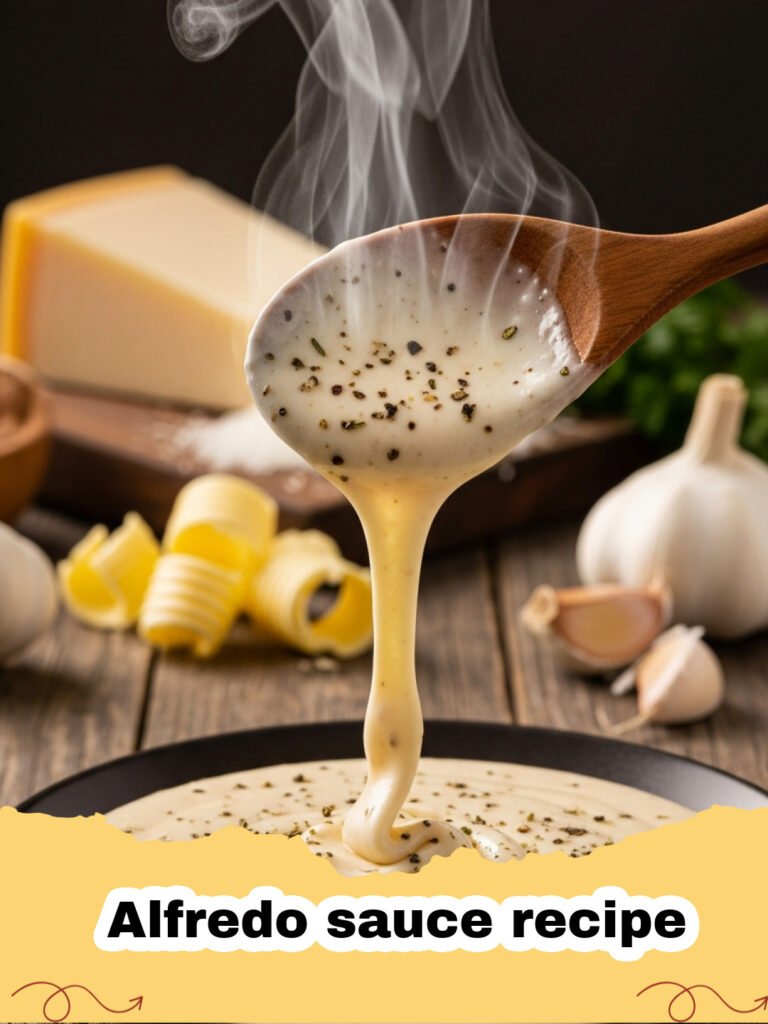 Alfredo sauce recipe - A close-up shot of creamy Alfredo sauce being tossed with fettuccine pasta in a pan.