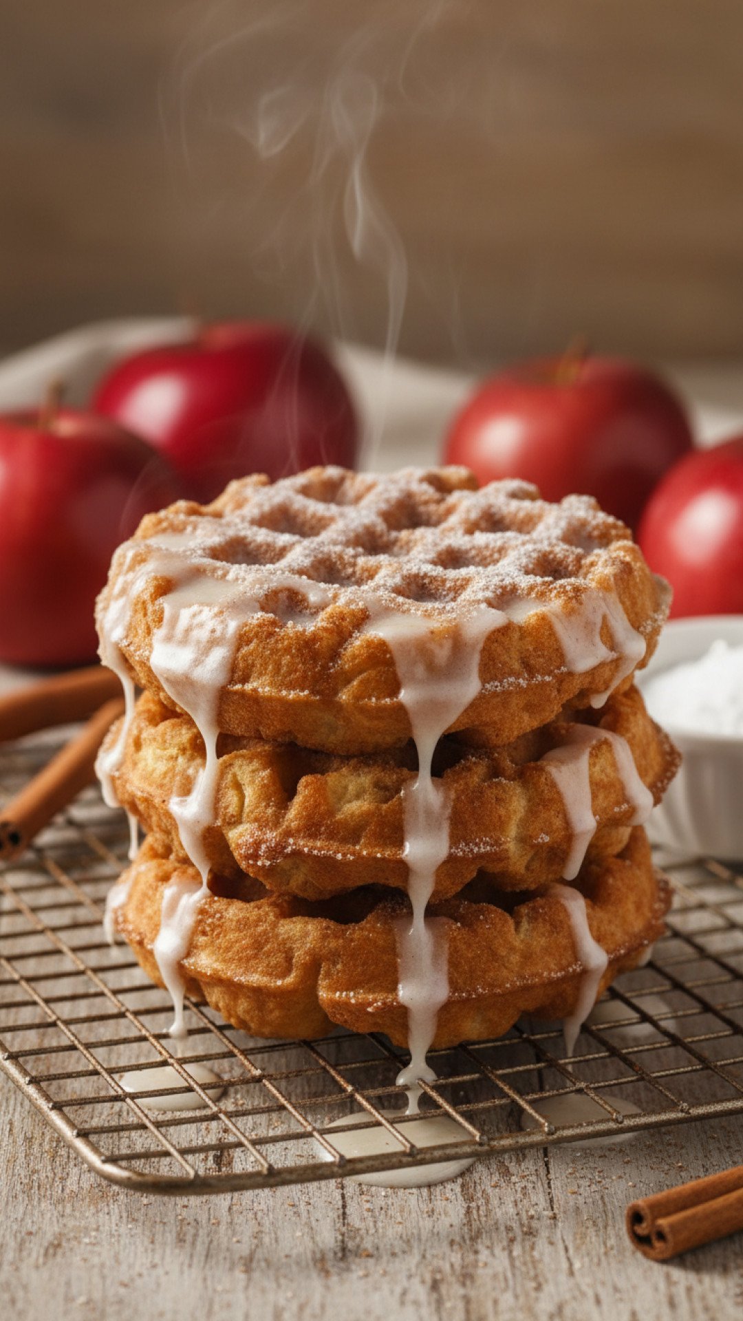 Homemade Apple Fritter Waffle Donuts Preparation